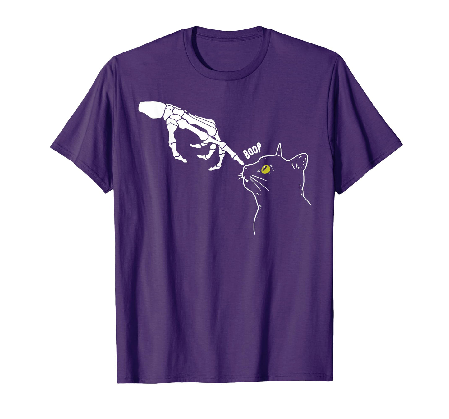 Halloween Skeleton Hand Cat Boop Funny Costume Cat Lovers T-Shirt