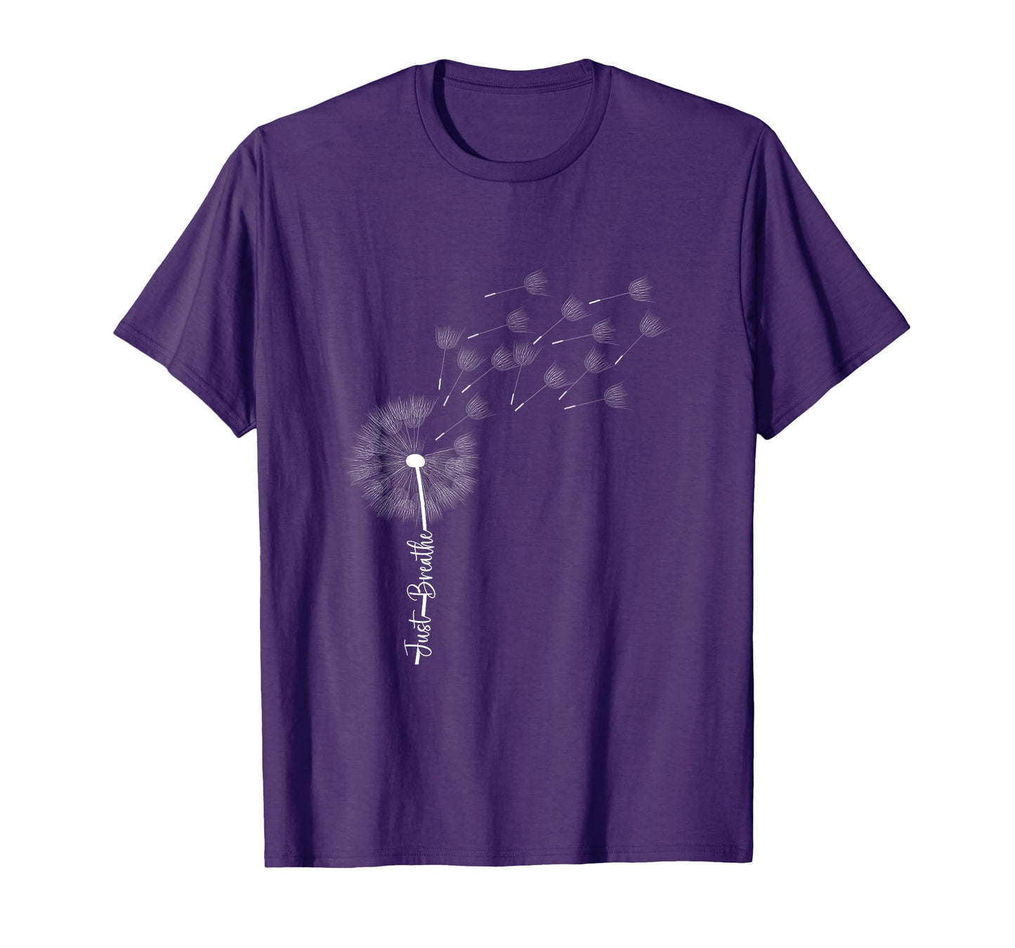 Dandelion Graphic Just Breathe Letter Print Inspirational T-Shirt