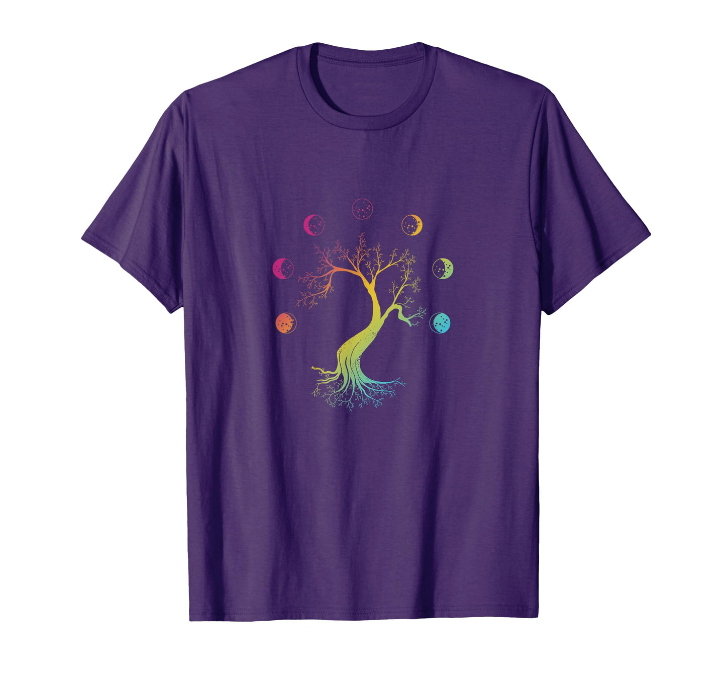 Multicolored Moon-phases Tree Moon-phases Peace T-Shirt