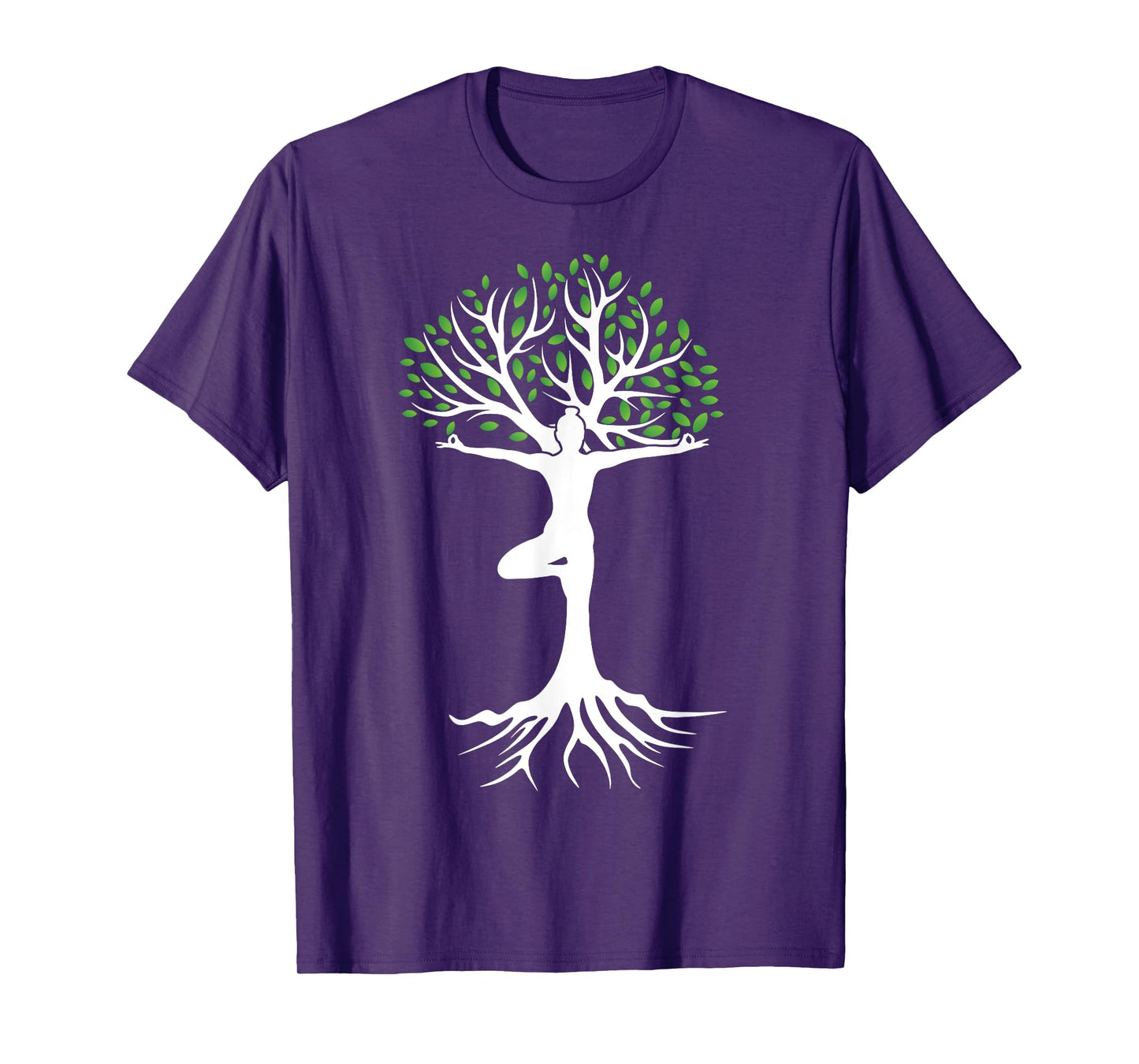 Zen Tree-Pose with Leaves Branches and Roots Yoga Namaste T-Shirt