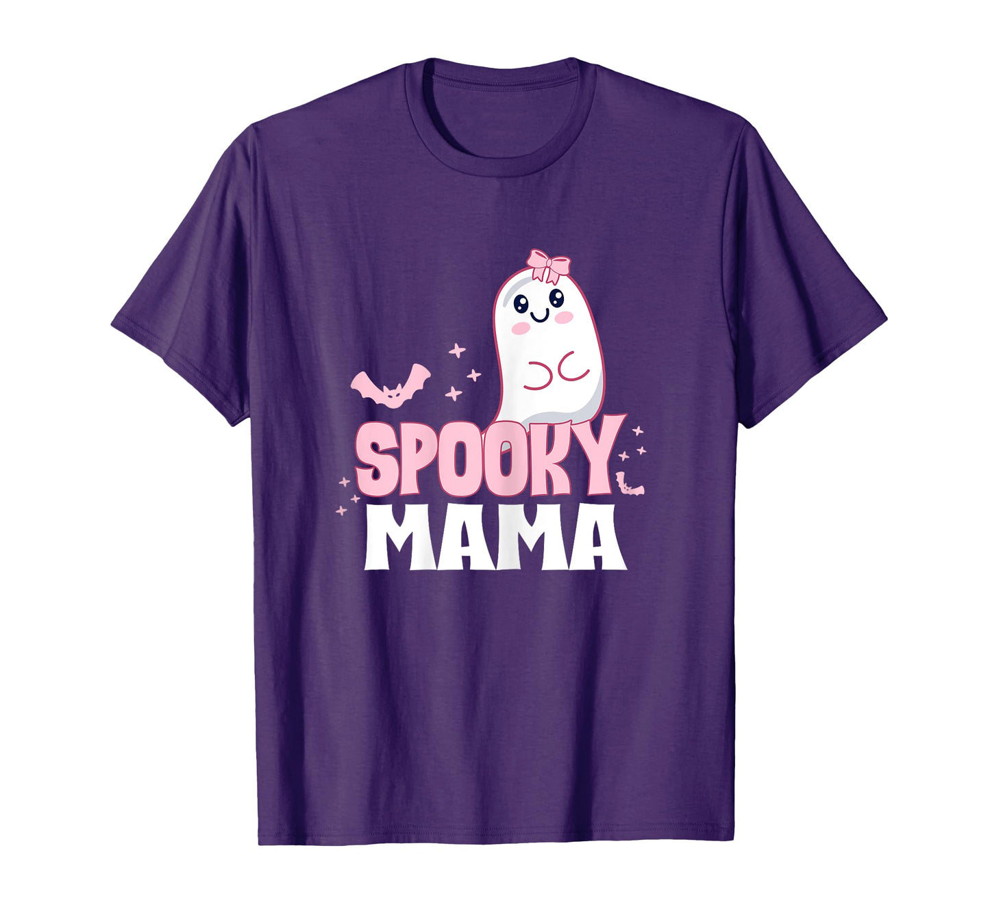 Spooky Mama Family Cute Pink White Ghost Boo Halloween T-Shirt