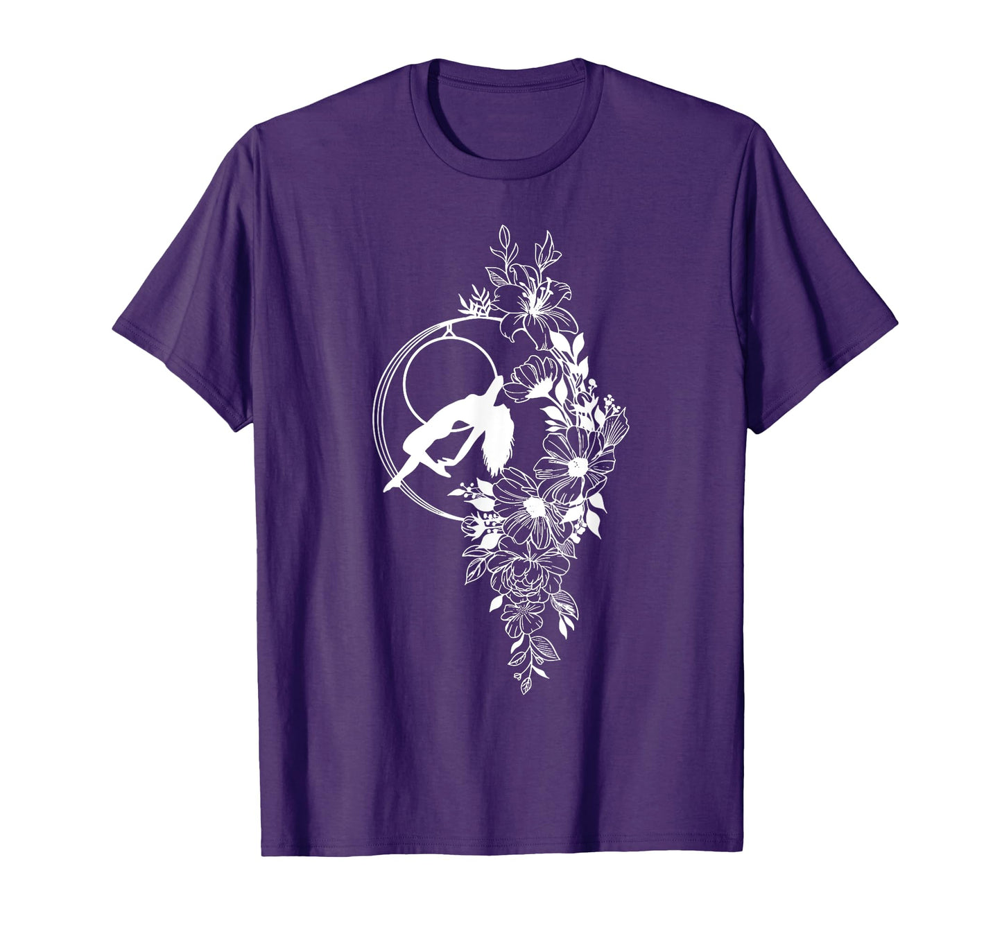 Retro Aerial Hoop Floral Hoop Women Dancer Aerial Acrobatics T-Shirt