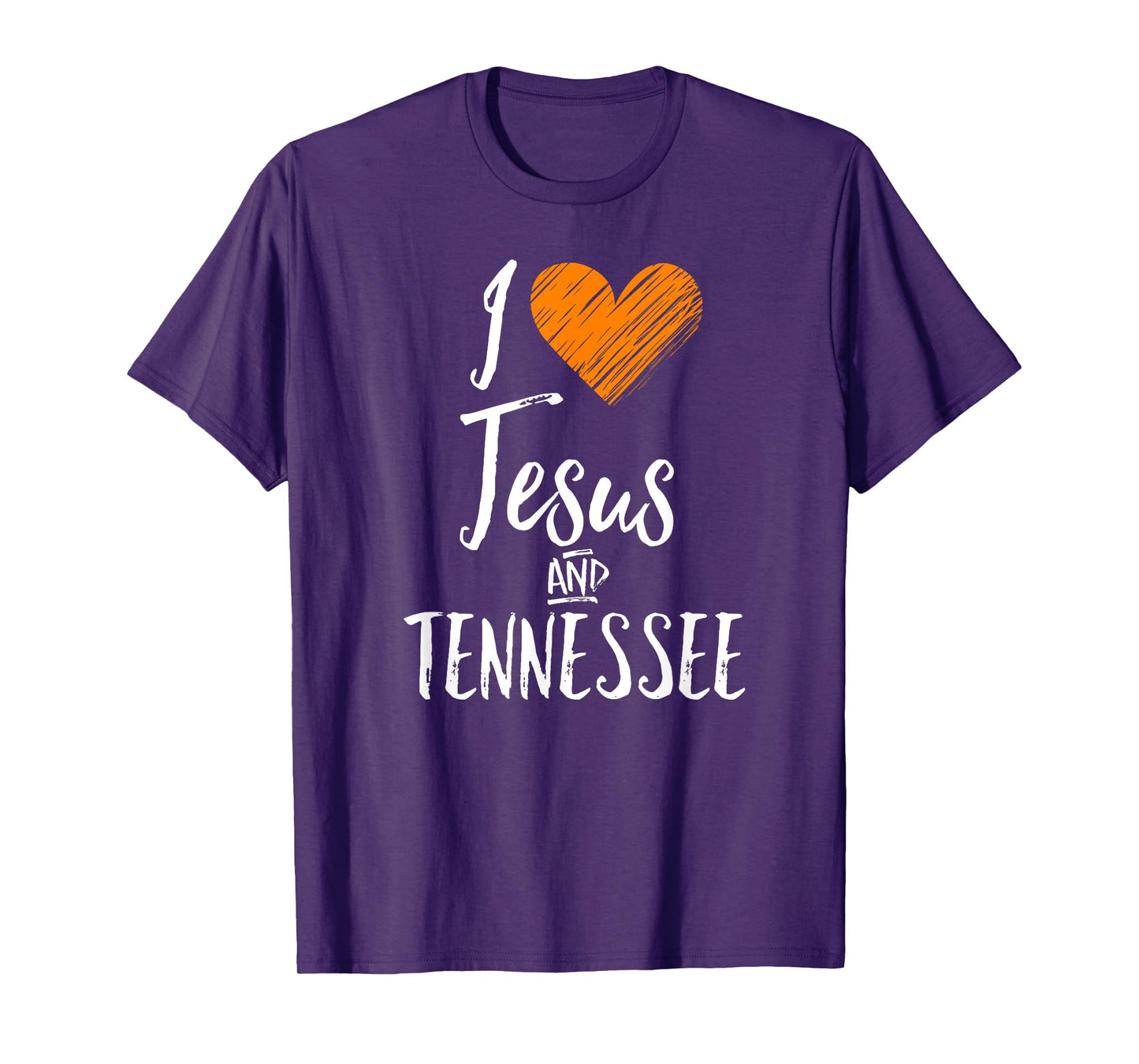 I Love Jesus And Tennessee Shirt Orange Heart Cute Fan Gift T-Shirt