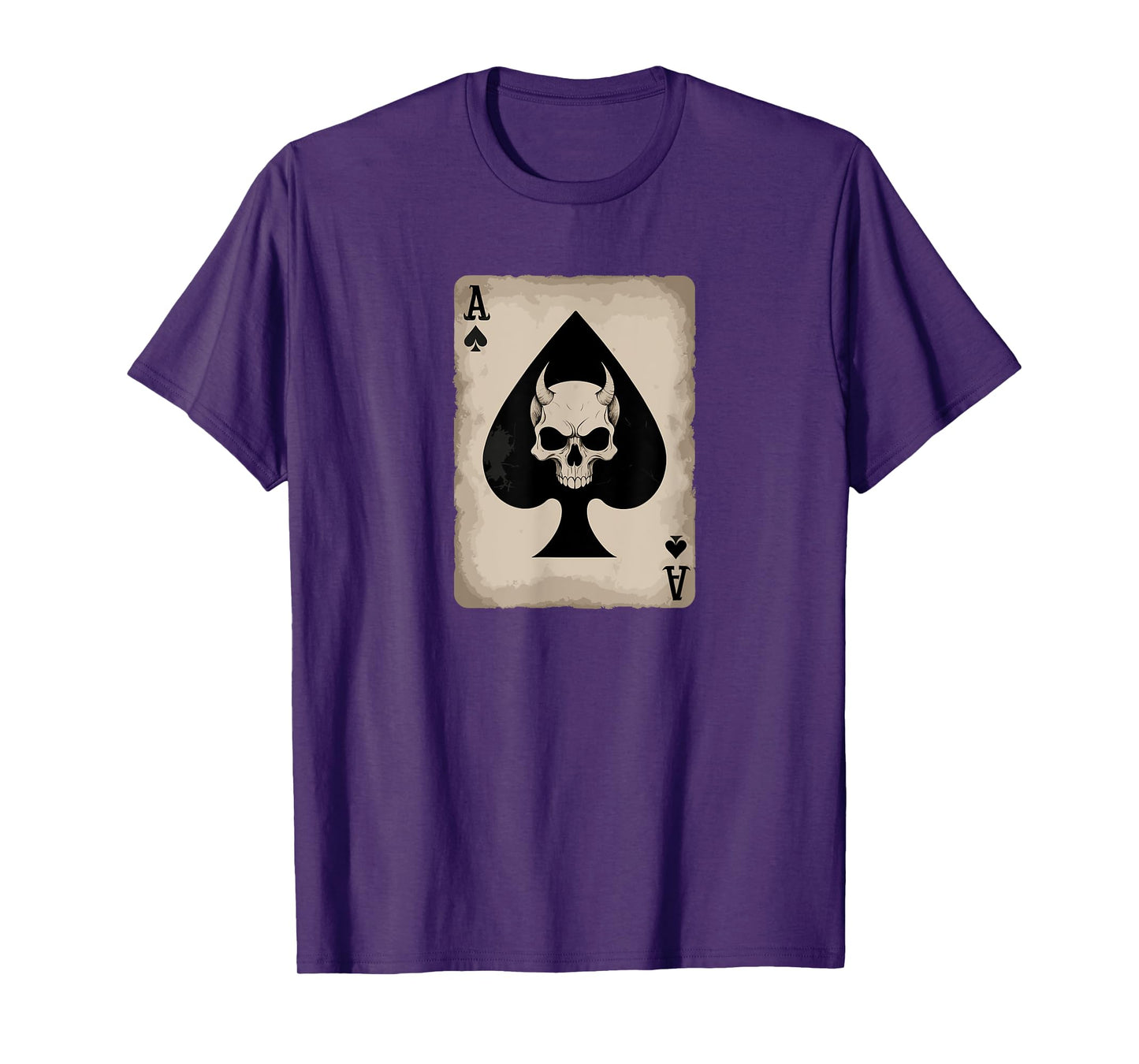 Skull and Devil Horns. Ace of Spades Playing Card. T-Shirt