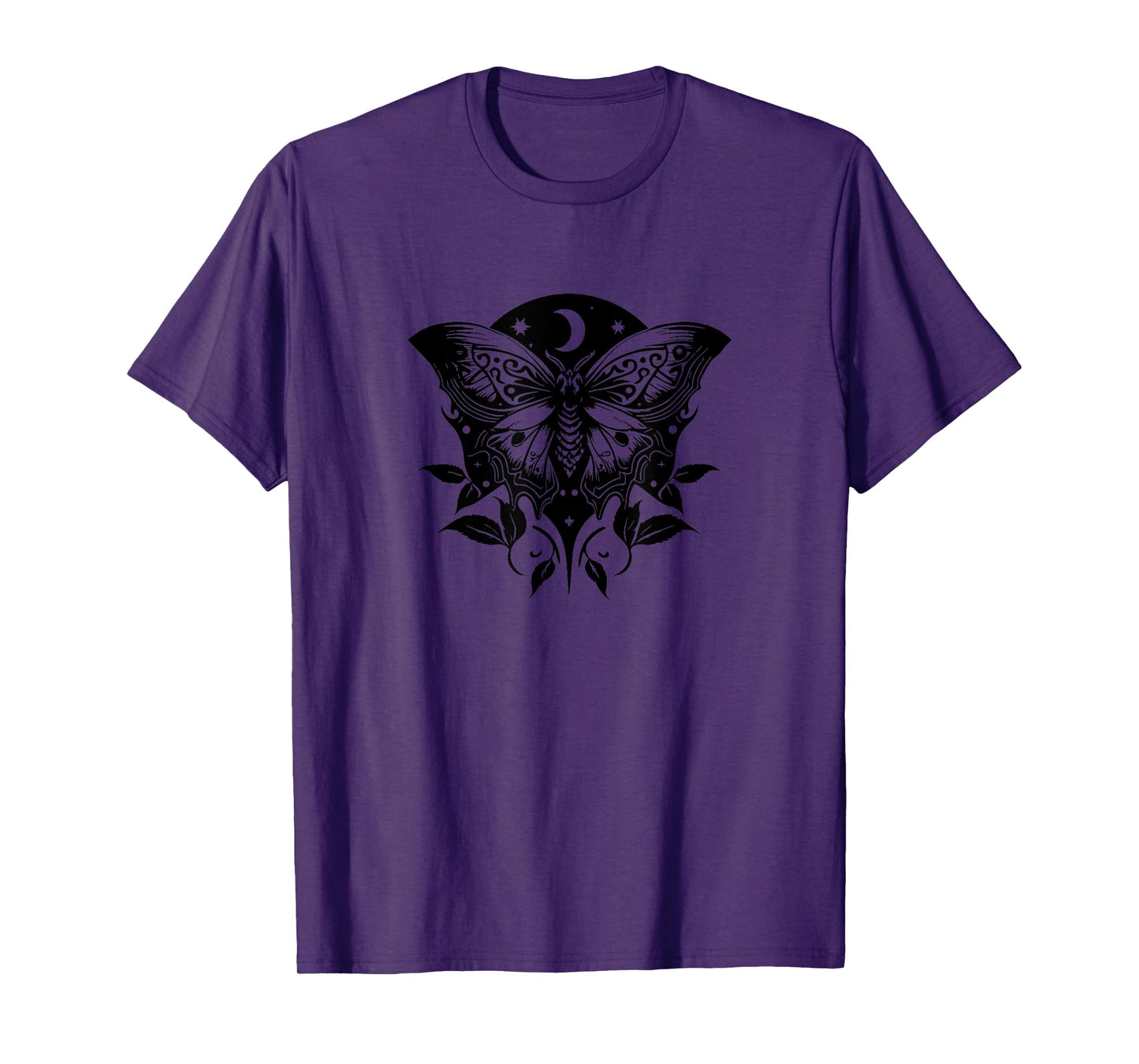 Moth, moon, butterfly, leafs, stars, goth, magic, mystic, T-Shirt