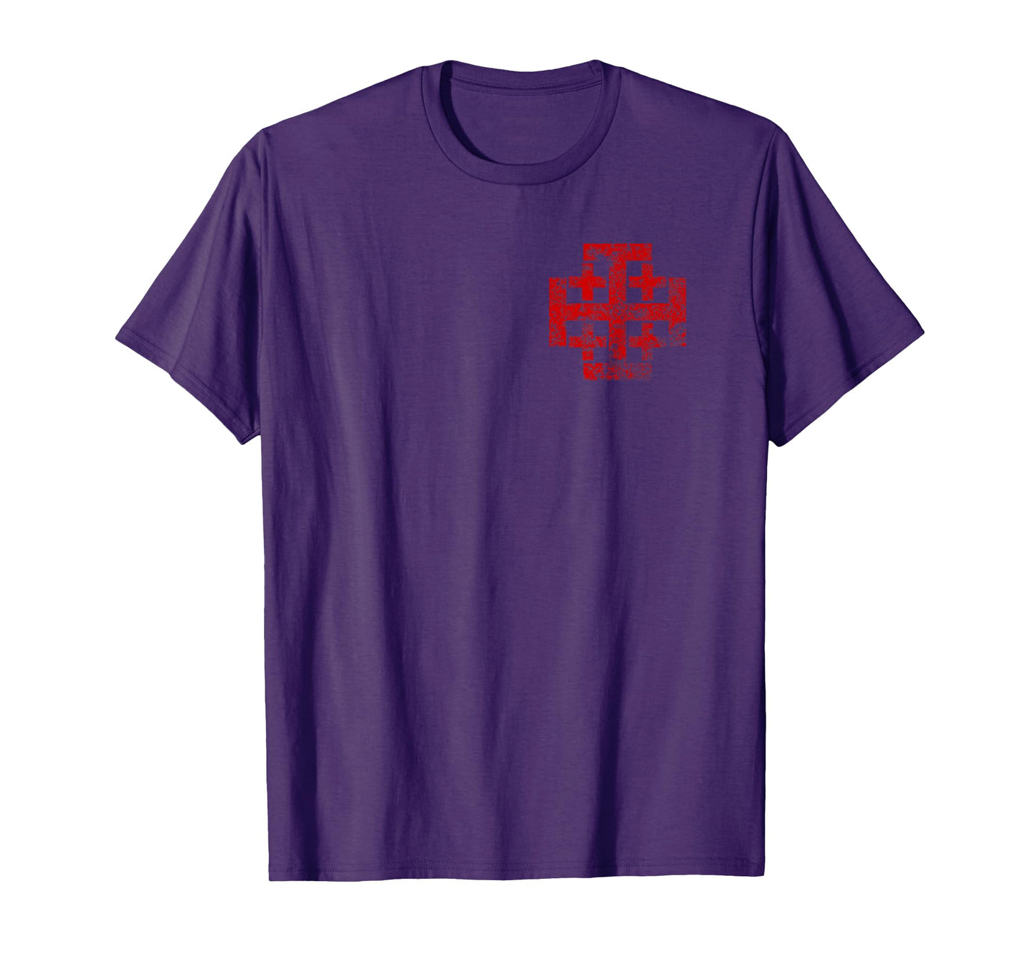 Jerusalem Cross Crusader T-Shirt Christian Catholic Distress T-Shirt