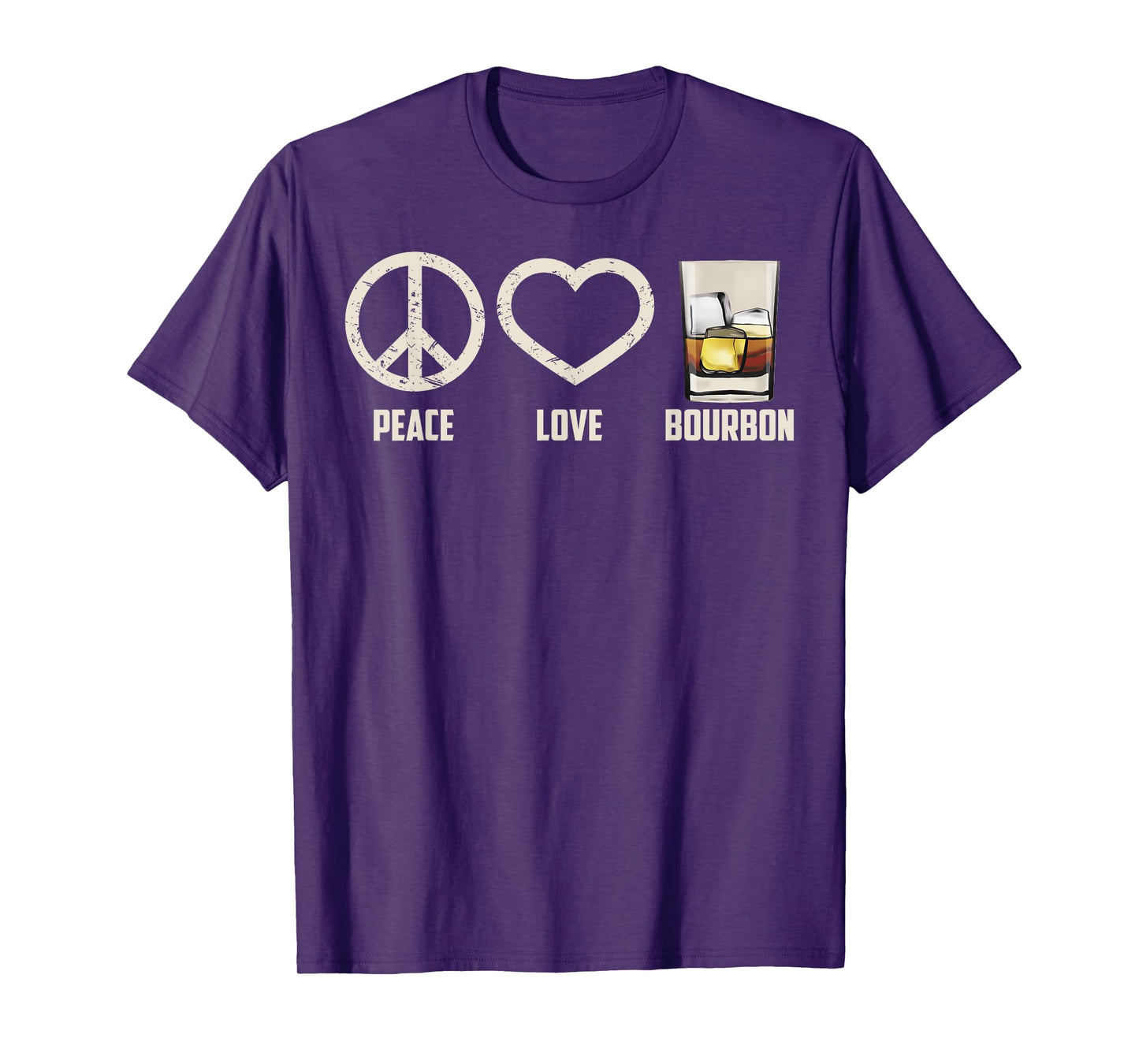 Peace Love Bourbon Shirt | Cool Whiskey Drinkers Gag Gift T-Shirt