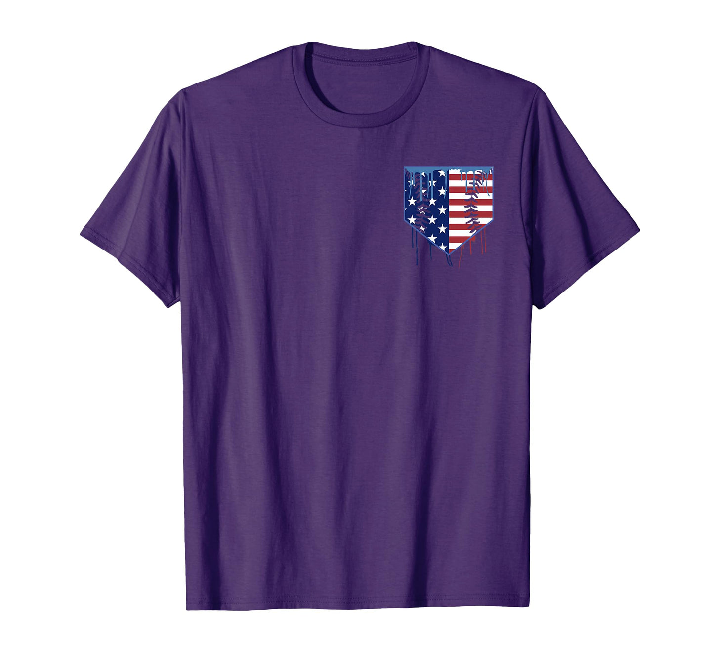 Baseball Drip Memorial Day Patriotic American Flag (2 Sides) T-Shirt
