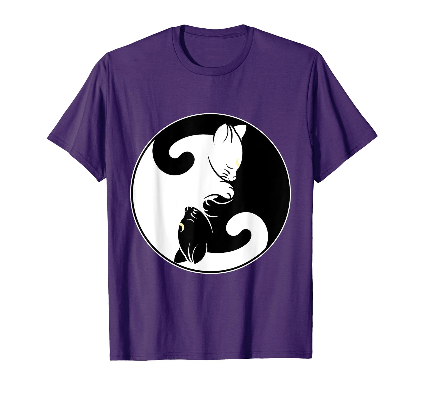 Kawaii Yin Yang Black Cat and Moon Crescent Head Cartoon Cat Kawaii Yin Yang Cat Moon Crescent T-Shirt