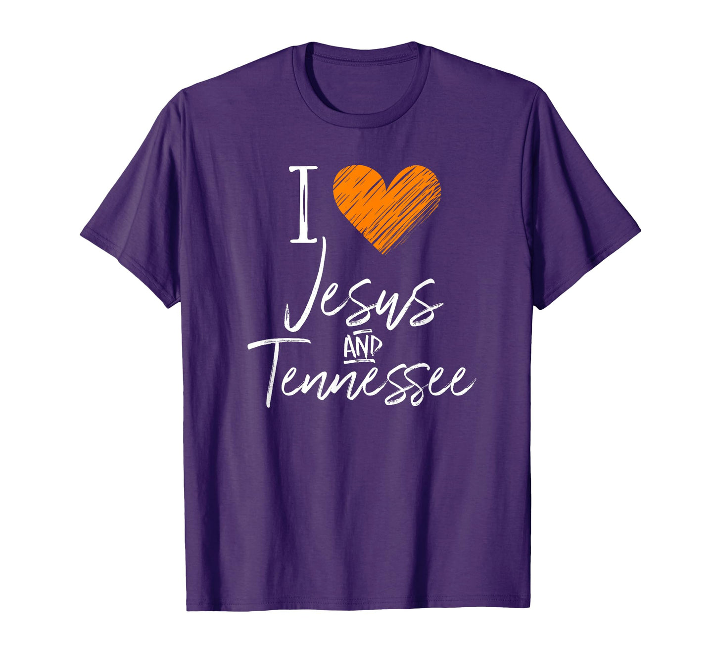 I Love Jesus And Tennessee Shirt Orange Heart Cute Fan Gift T-Shirt