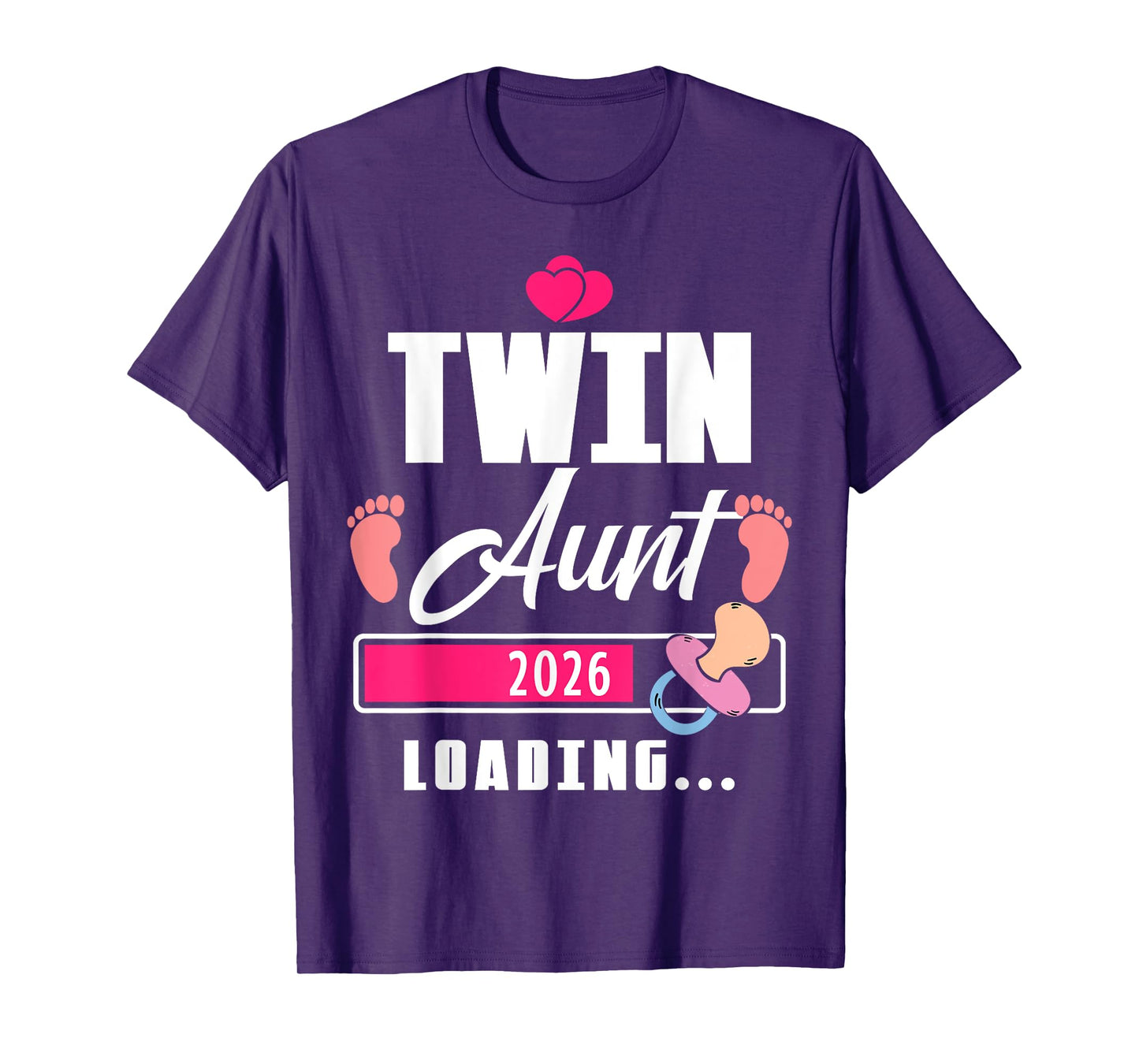 Twin Aunt Loading 2026 Funny Baby Girl Reveal Family Match T-Shirt