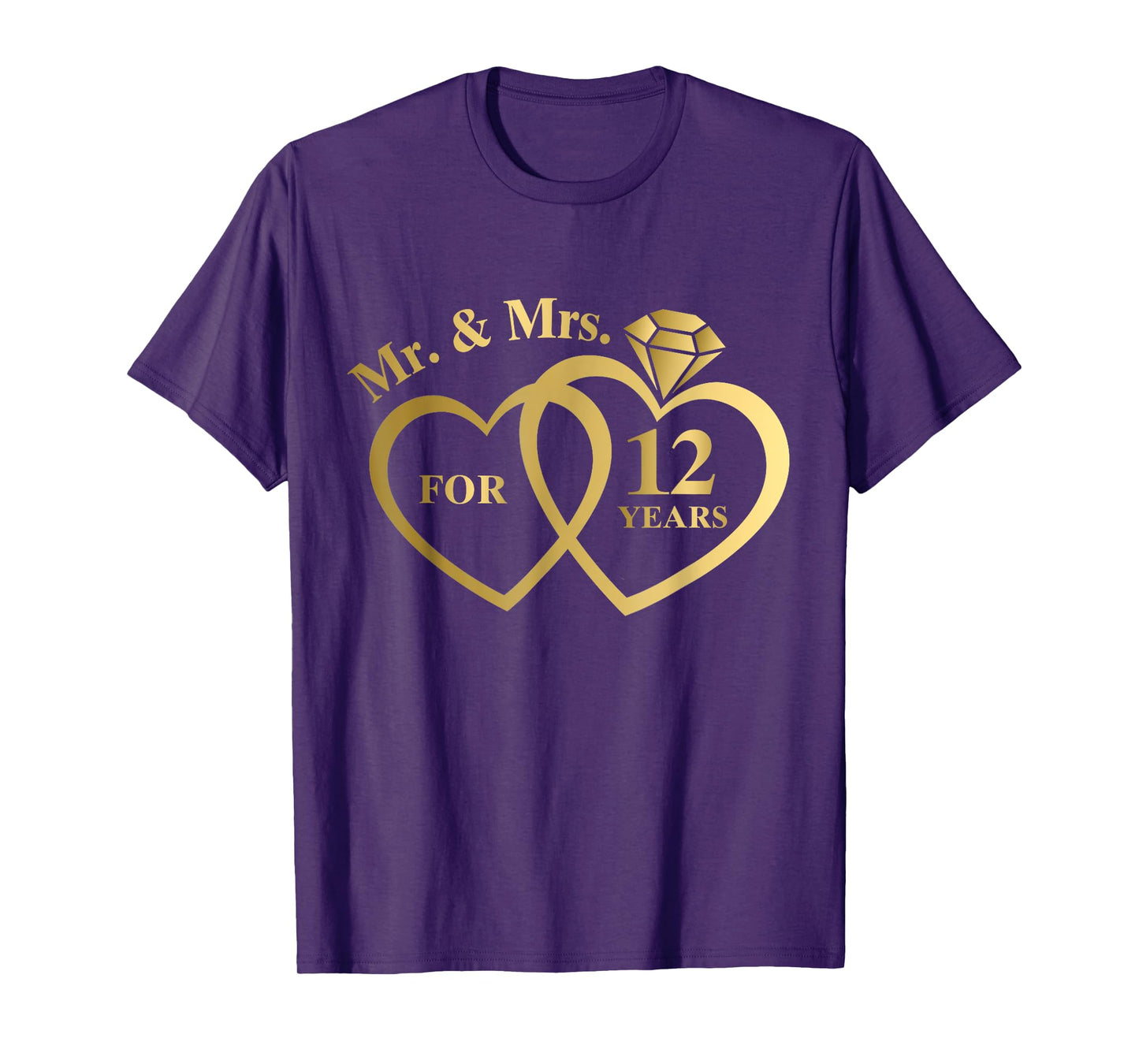 Mr And Mrs For 12 Years 12th Wedding Anniversary Couple T-Shirt