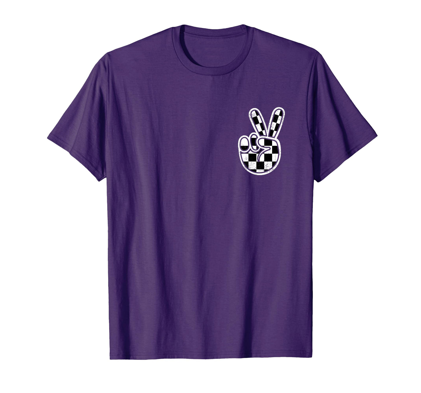 Checkered Peace Sign Hand Racing Flag Race Car Boys Pocket T-Shirt