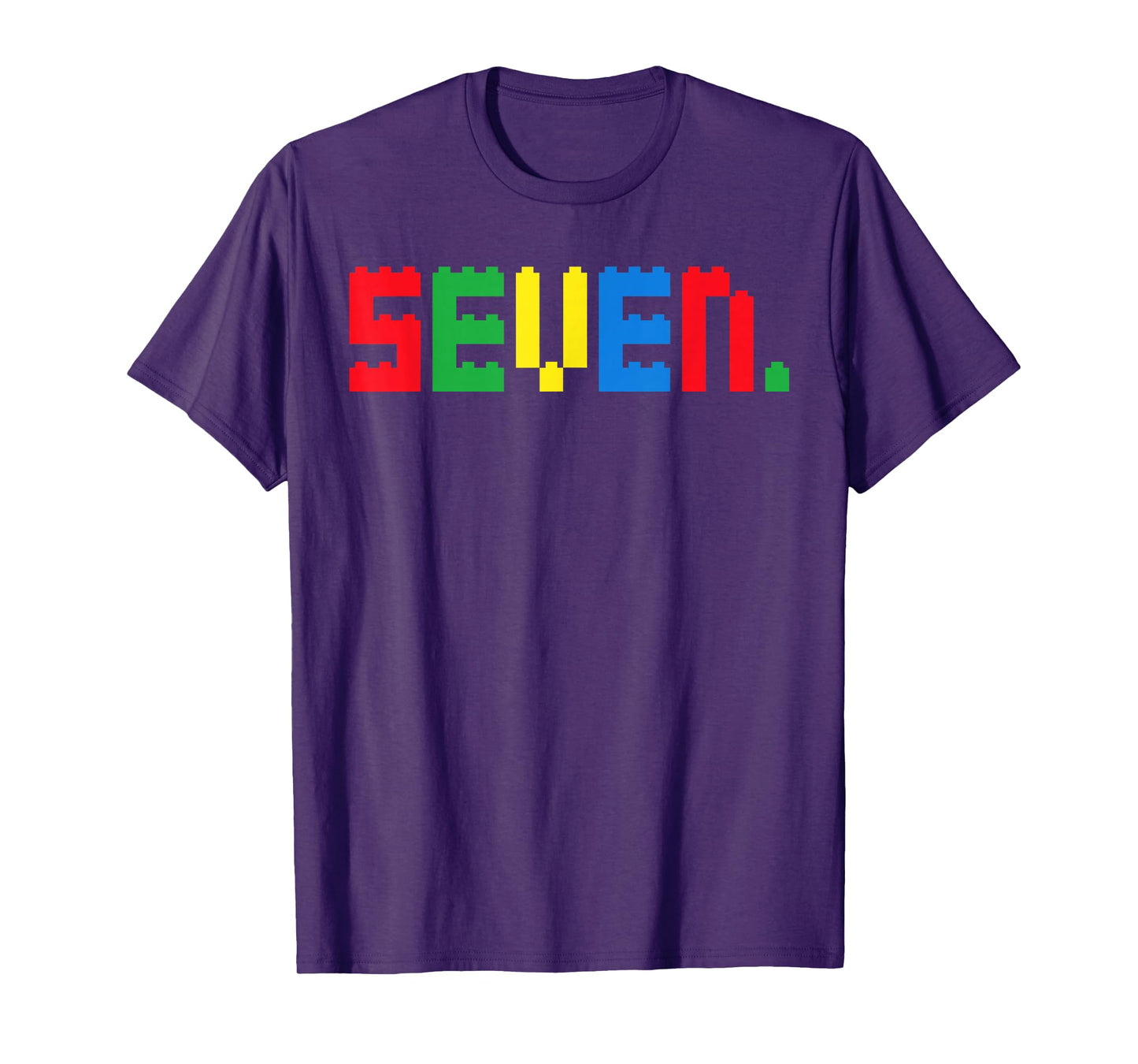 Seven. Shirt 7th Birthday Block Building Master Builder Boys T-Shirt