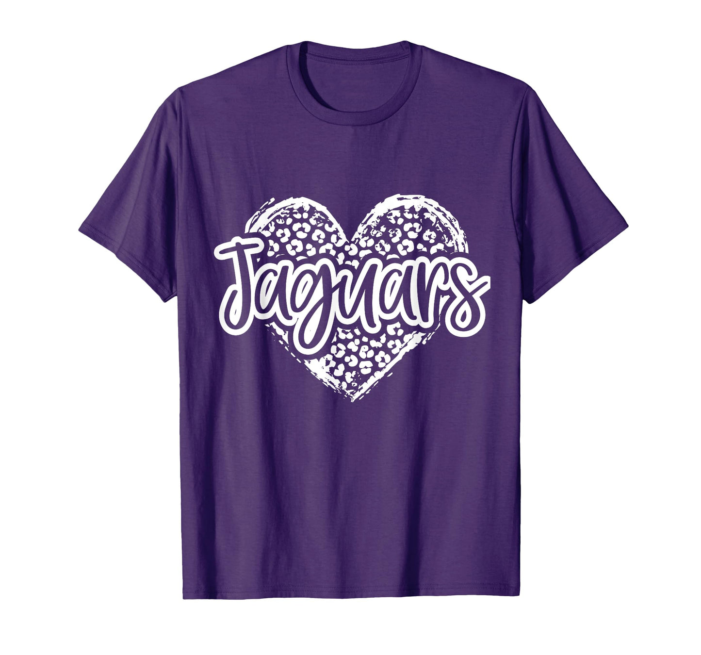 Leopard Cheetah Heart JAGUARS School Spirit Top Distressed T-Shirt