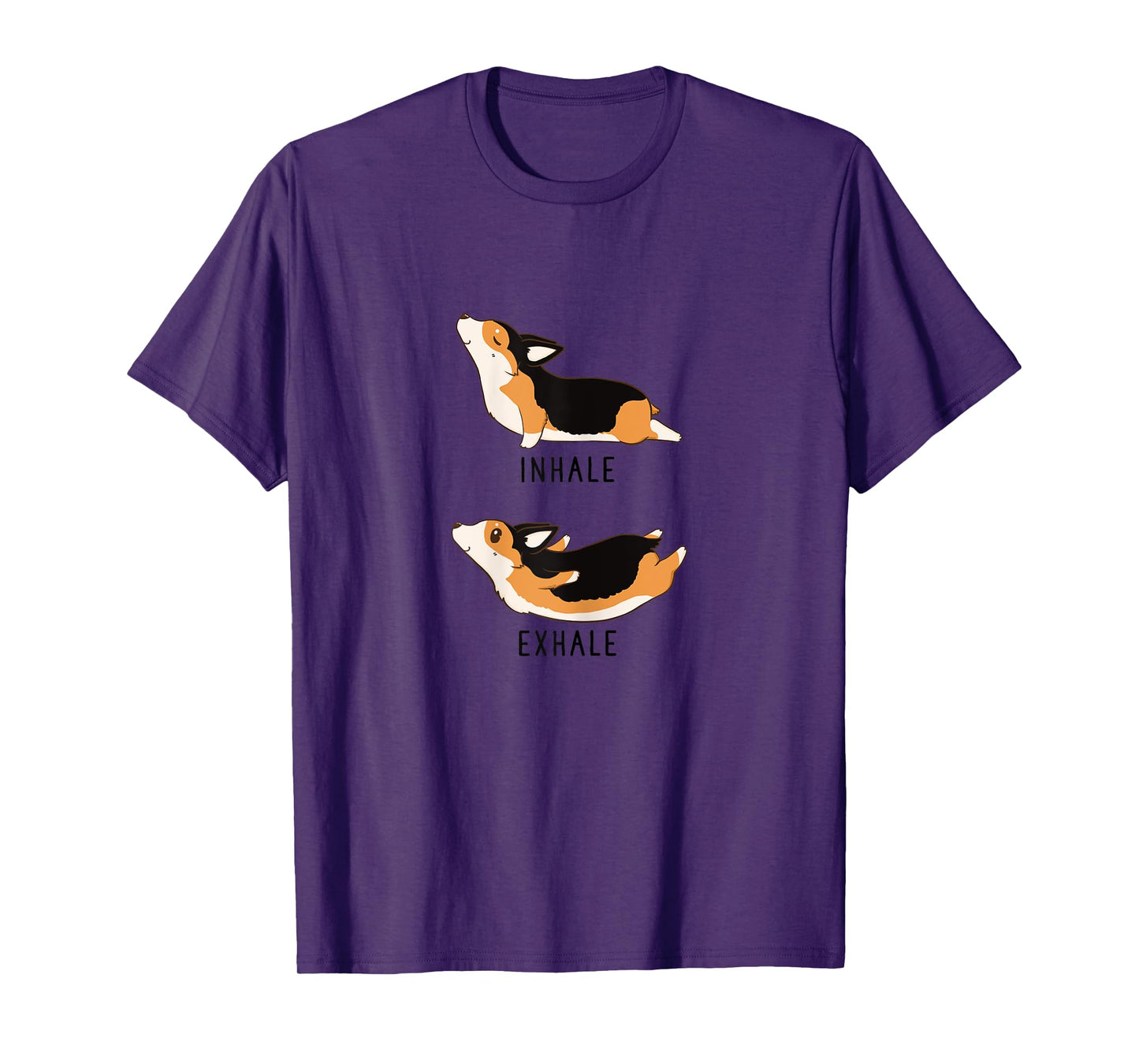 Inhale Exhale Yoga Tri Color Corgi Tshirt T-Shirt