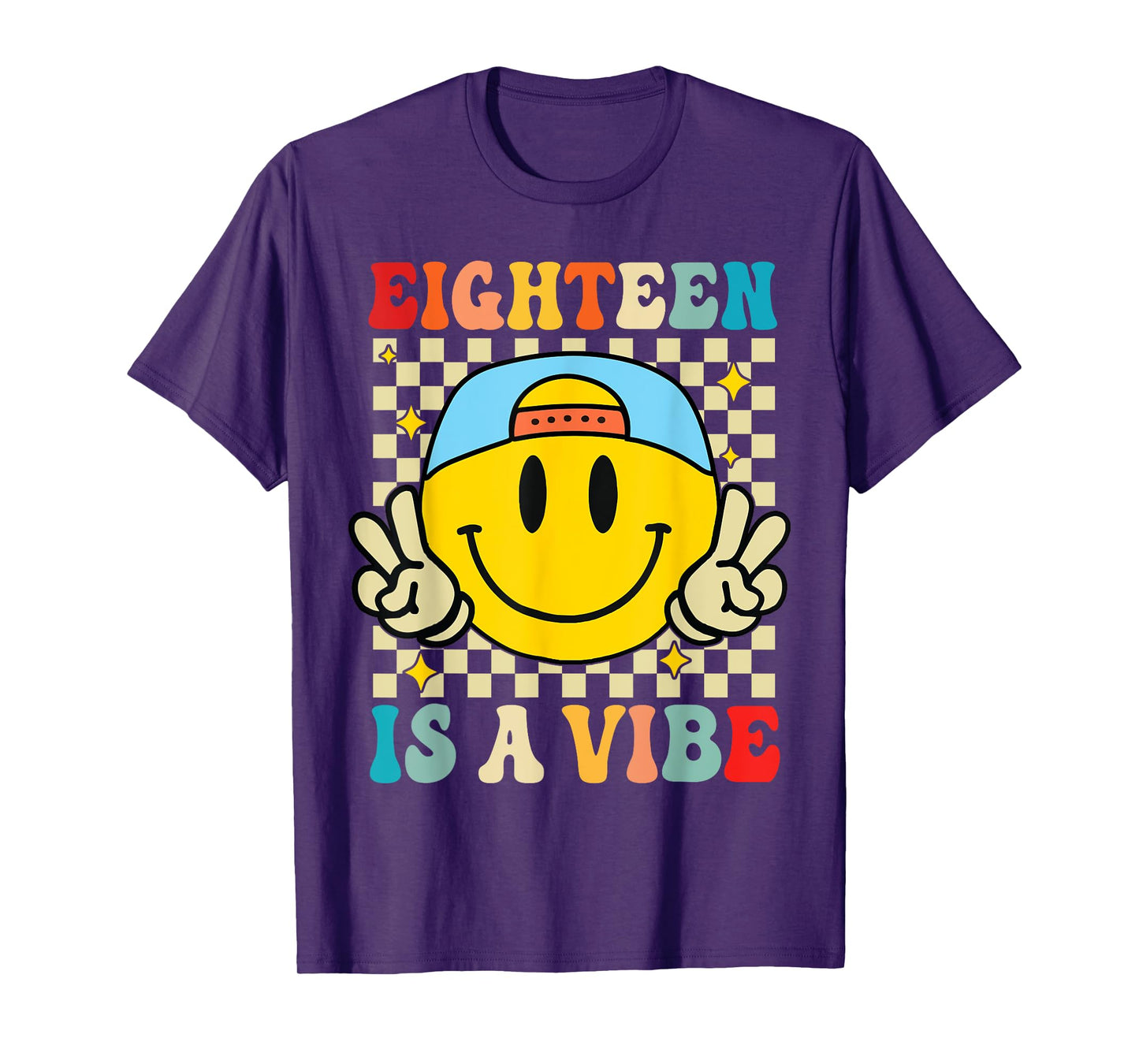 Eighteen is A Vibe 18th Birthday Groovy Boys 18 Years Old T-Shirt