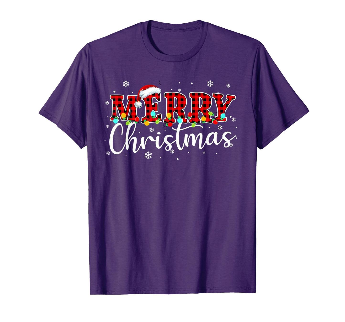 Merry Christmas Buffalo Plaid Red Santa Family Xmas Pajamas T-Shirt
