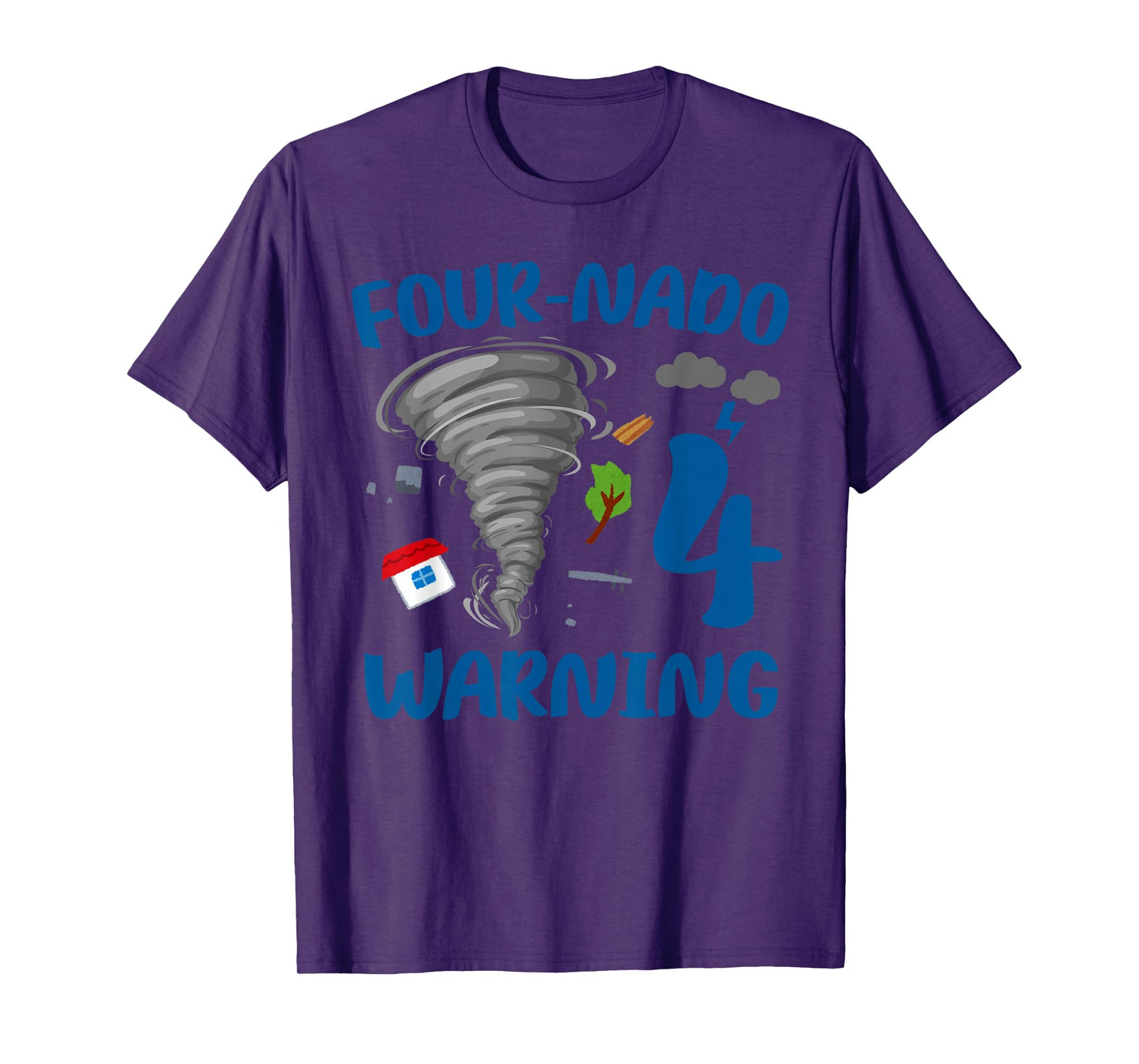 Kids Four-nado Warning 4th Birthday Party Theme Tornado Boy T-Shirt