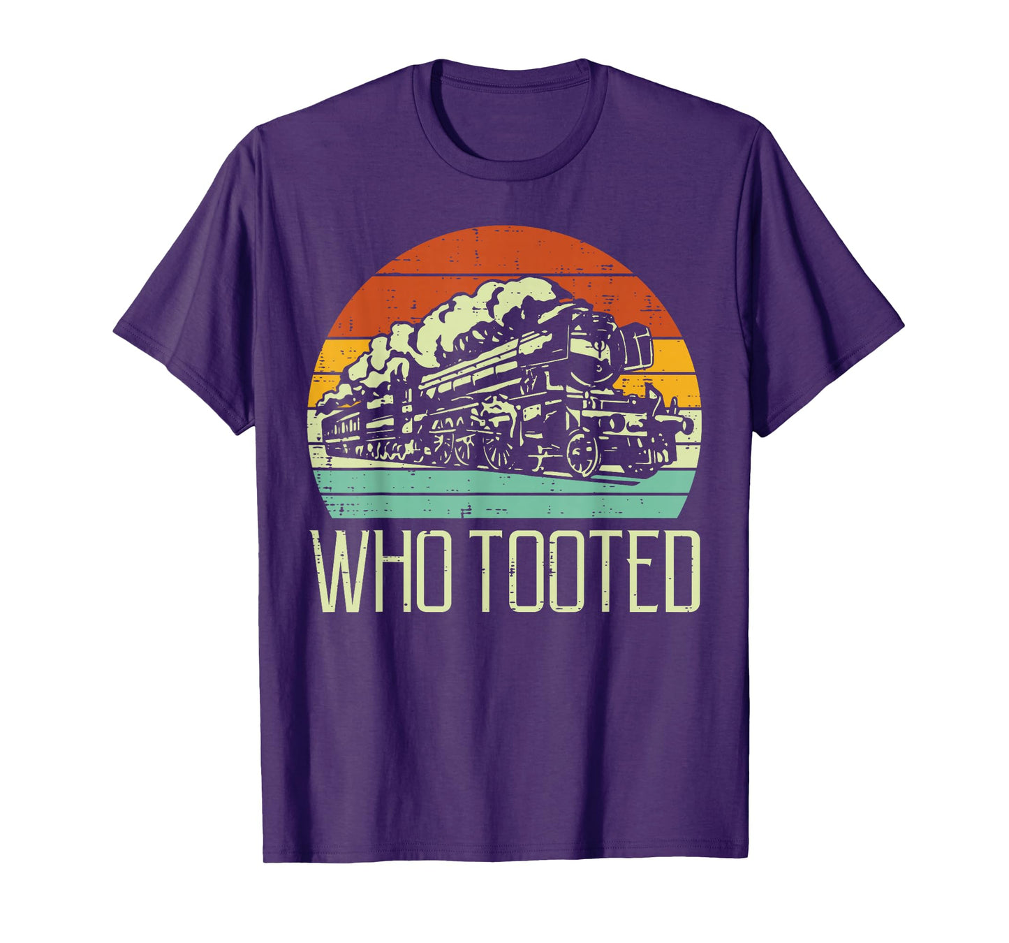Steam Train Who Tooted Retro Locomotive Men Boys Kid Toddler T-Shirt