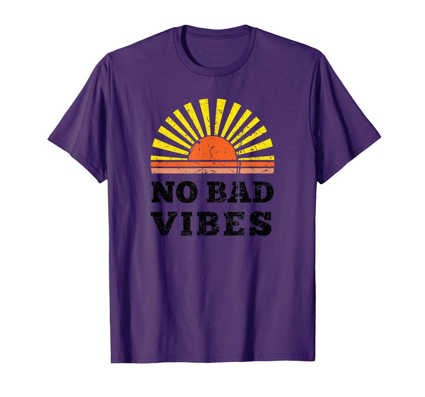 No Bad Vibes Summer Retro Sunset Think Positive Wellbeing Men Women Girls Kids T-Shirt