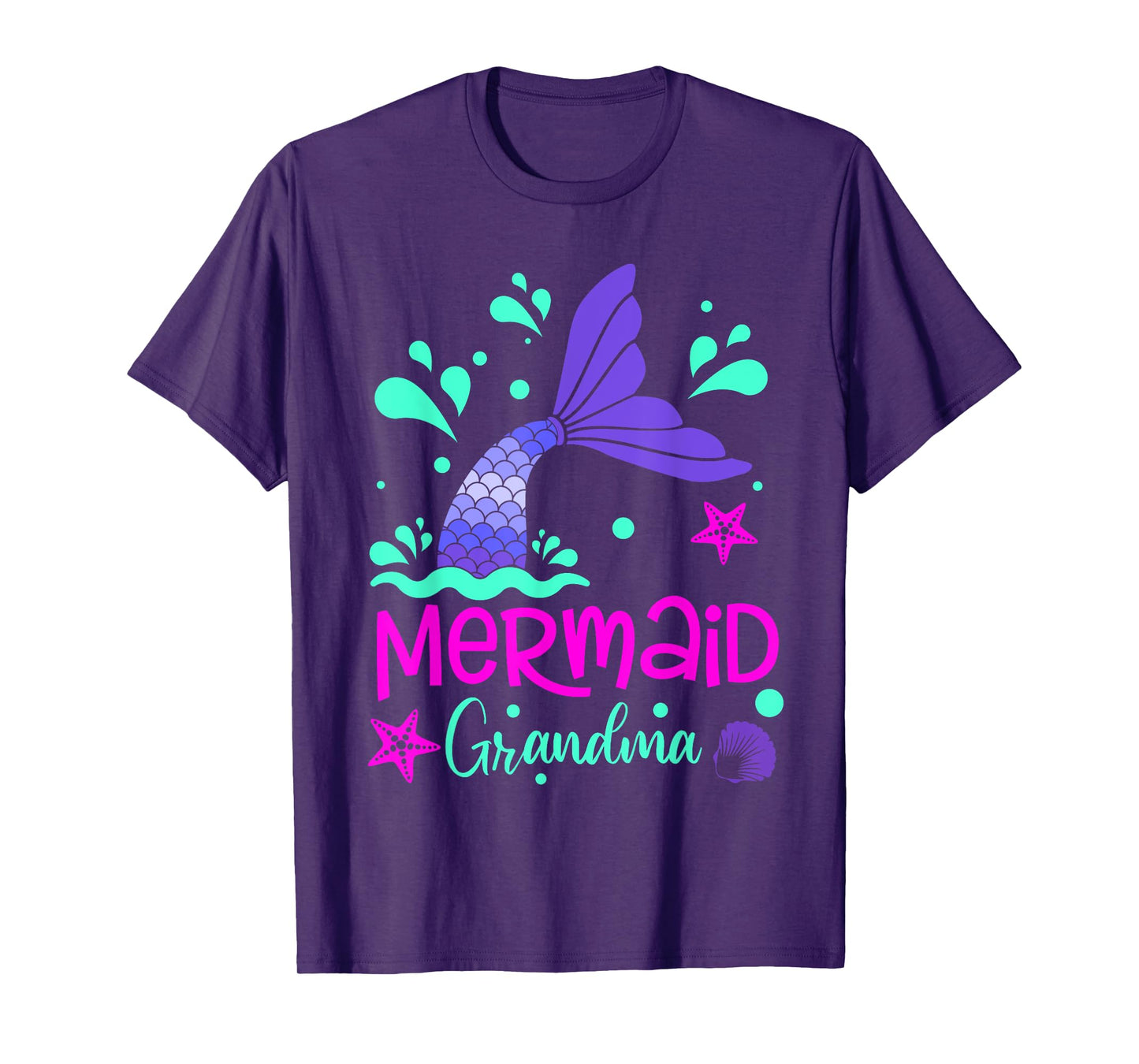 Mermaid Grandma Funny Matching Family Bday Party Squad T-Shirt