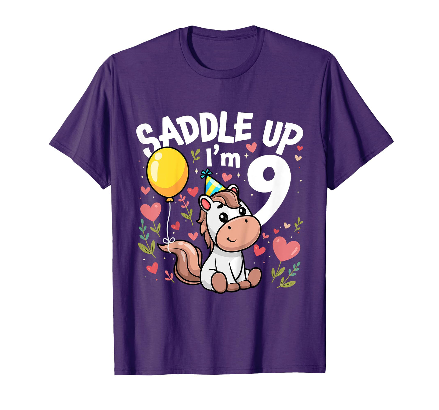 9 Years Old Girl Horses 9th Horse Birthday Girl T-Shirt