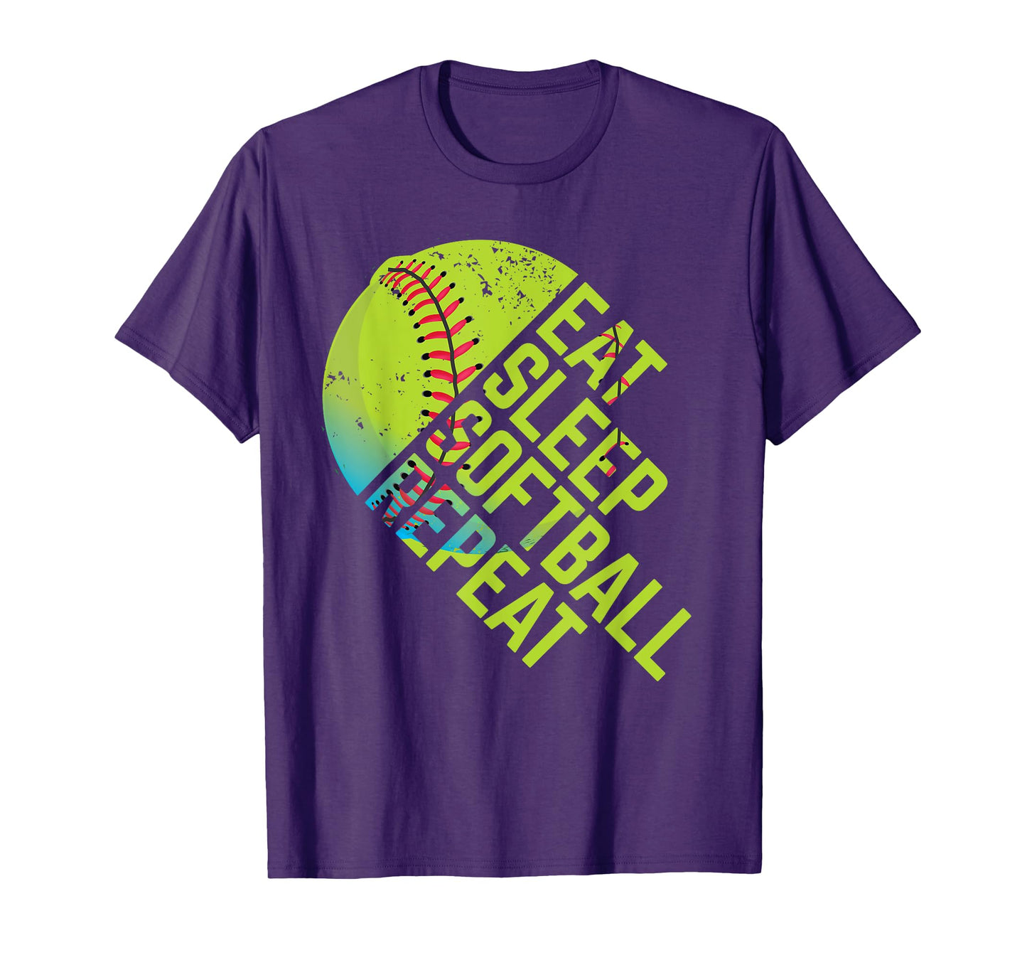 Eat Sleep Softball Repeat Funny Bat & Ball Player Sports Gag T-Shirt