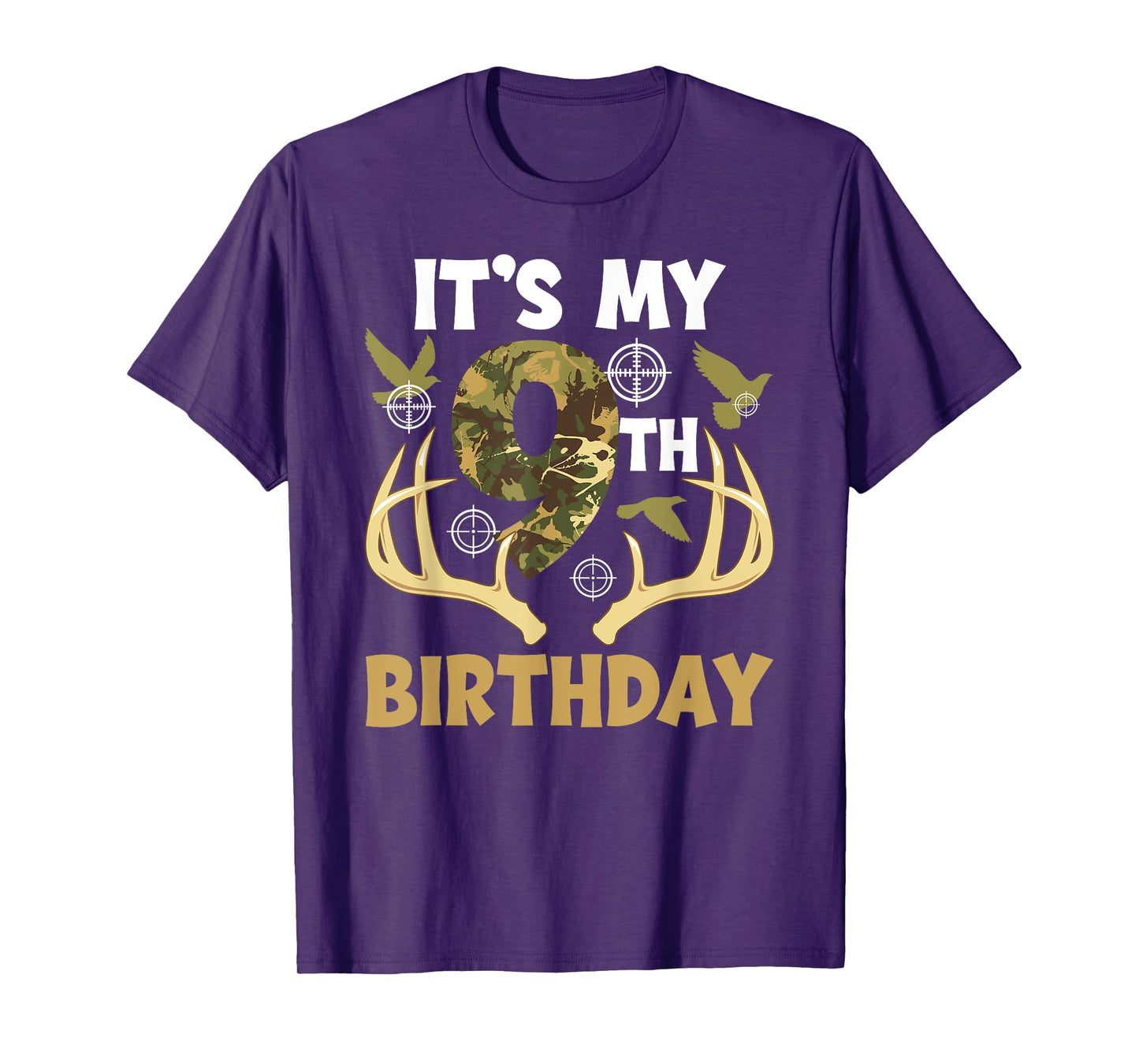 9th Hunting Birthday Party 9 Year Old Hunter Birthday T-Shirt