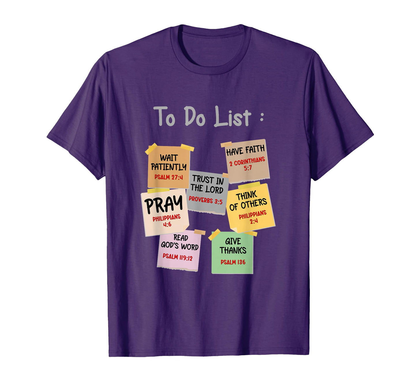 To Do List Christian bible verse quote Gifts Men Women Kids T-Shirt