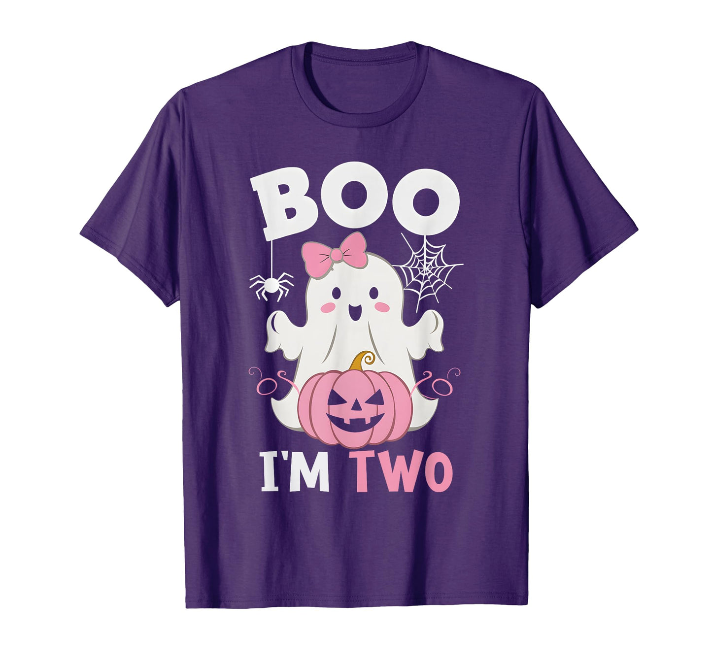 Ghost Boo I'm Two Year 2nd Birthday Girls Halloween Groovy T-Shirt