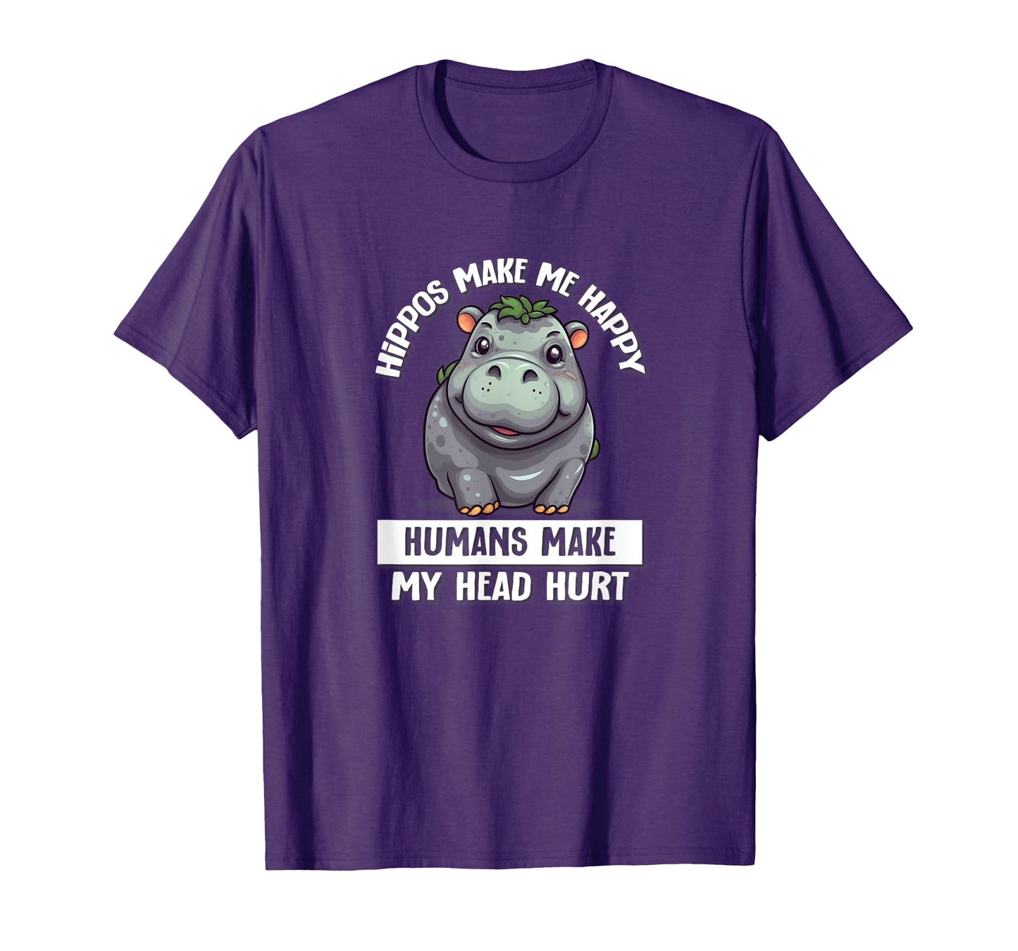 Hippo Gifts Shirts & Hoodies Hippo T-Shirt Women's Black Cartoon Hippo T-Shirt Casual T-Shirt S