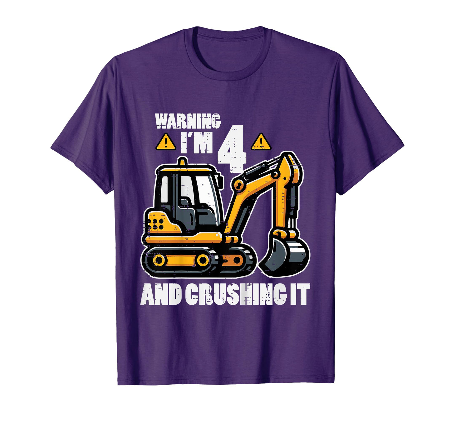 Kids Im 4 Crushing It Excavator 4th Birthday Construction Boy Kid T-Shirt