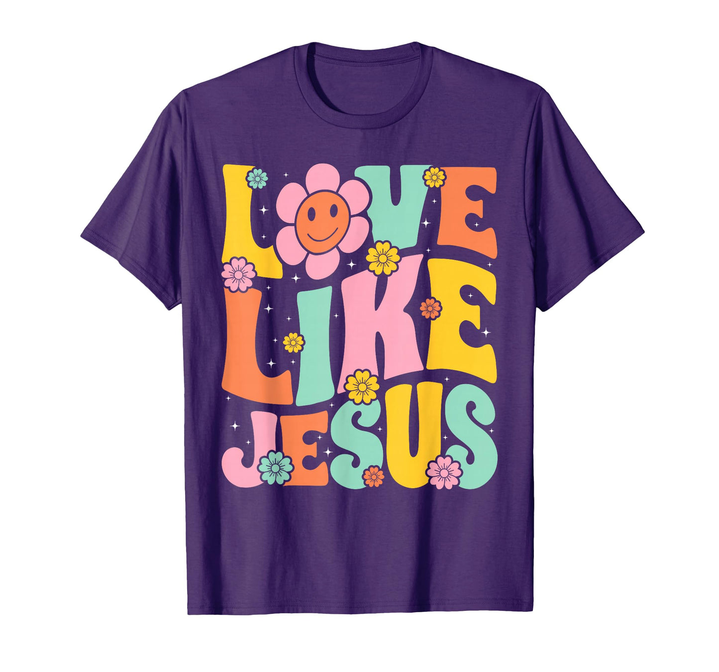 Groovy Love Like Jesus Religious God, Girls Women Christian T-Shirt
