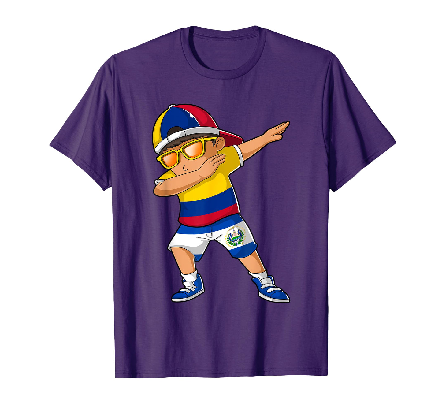 Half Colombian Half Salvadoran Boy Colombia El Salvador Flag T-Shirt