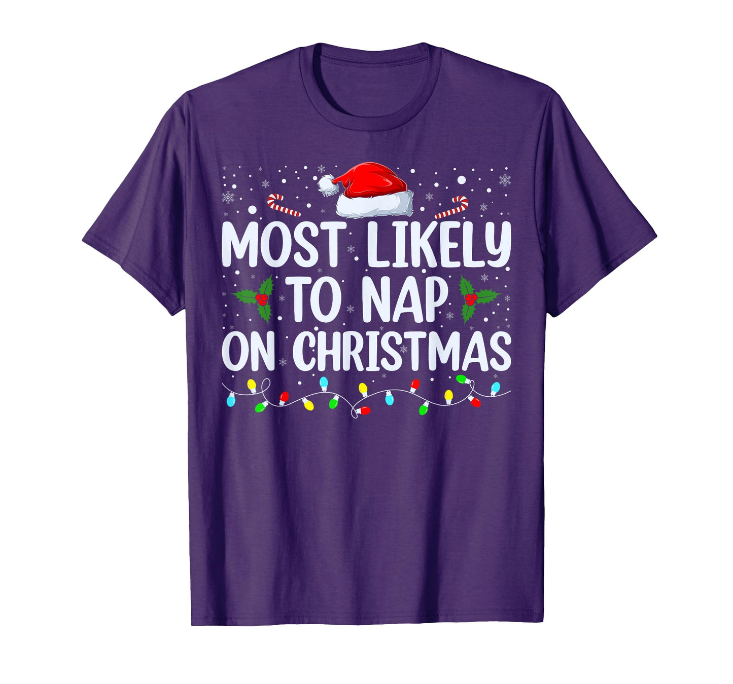 Most Likely To Nap On Christmas Family Christmas Pajamas T-Shirt