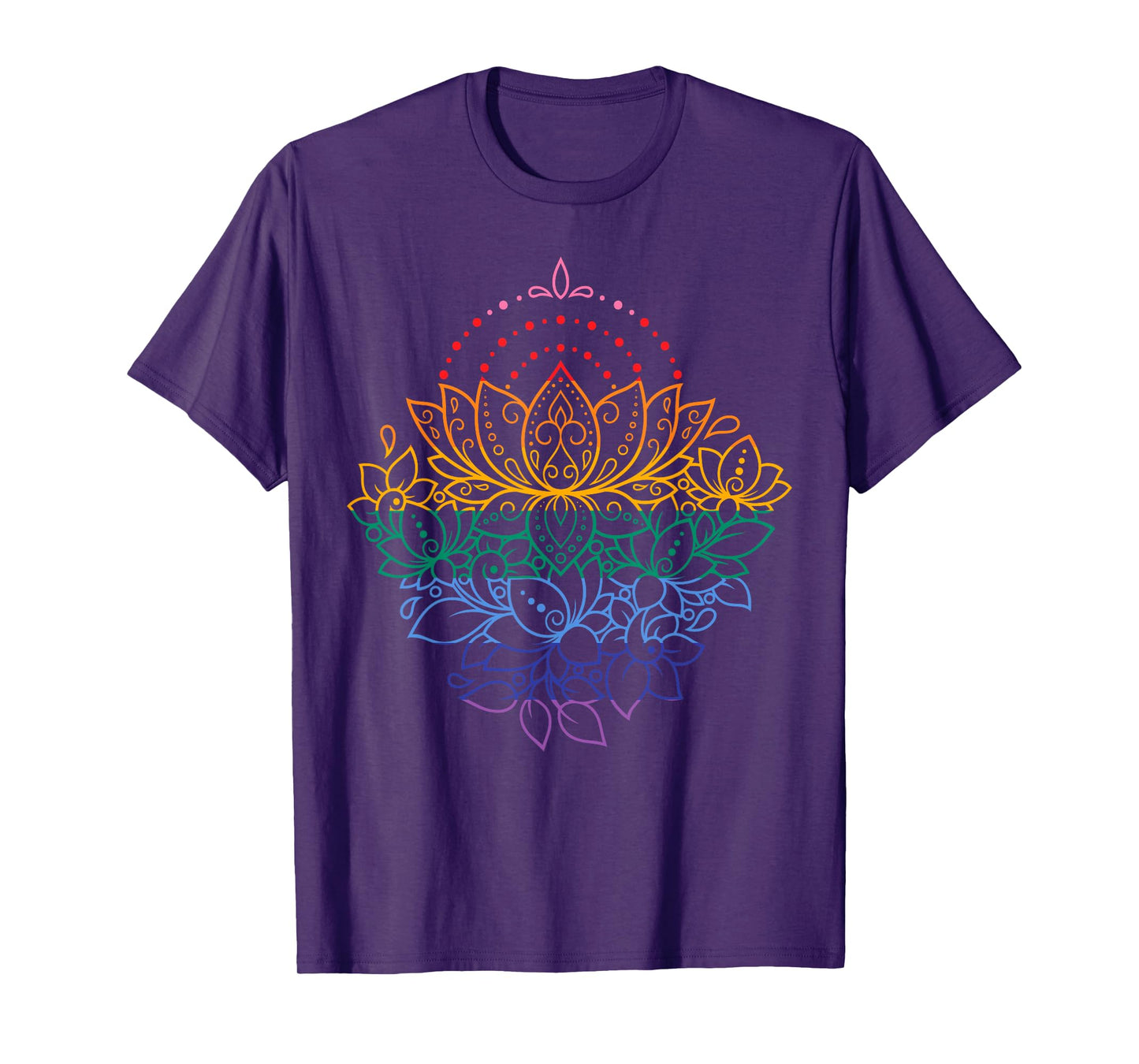 Rainbow Lotus Mandala Yoga LGBTQ Lesbian Gay Pride Month T-Shirt