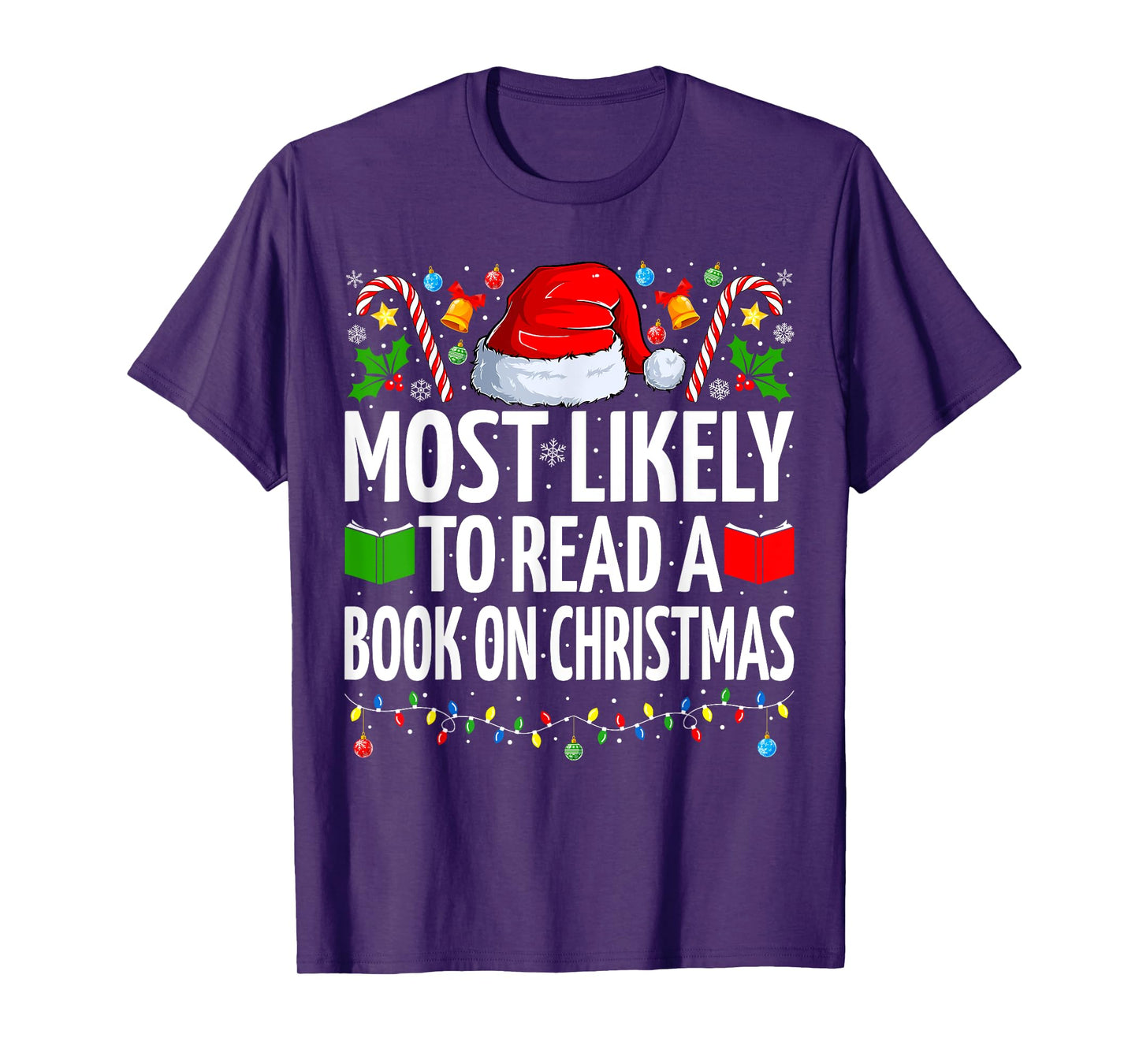 Most Likely To Read A Book On Christmas Book Lover T-Shirt