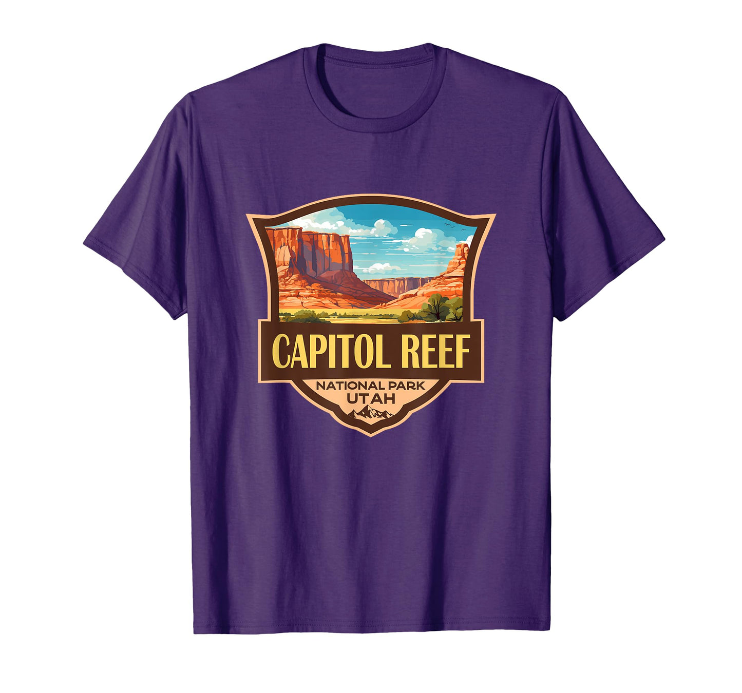 Capitol Reef National Park Illustration Retro Badge T-Shirt
