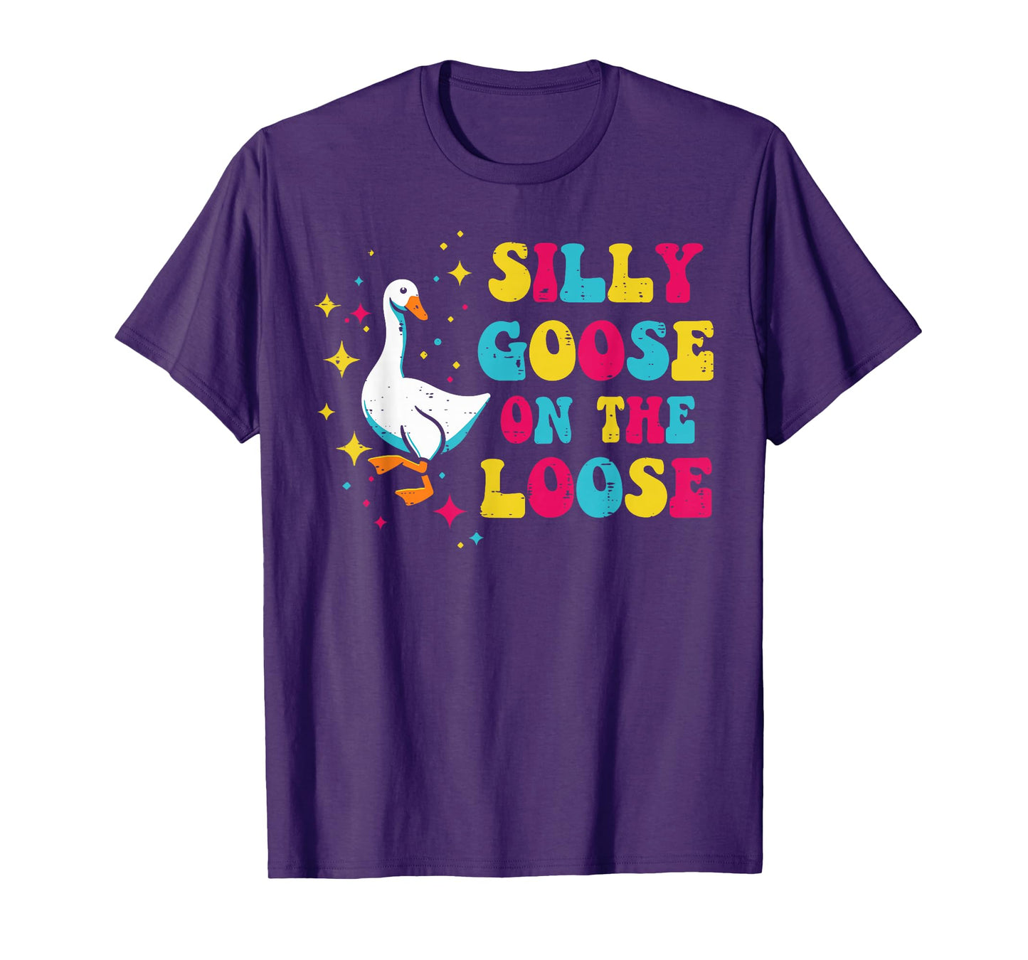 Goose Silly On The Loose Groovy Retro Animal Women Men Kids T-Shirt