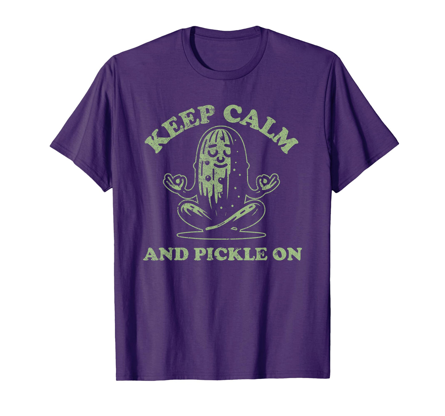 Funny Pickle Keep Calm Meditation and Yogo Pickle Pun Meme T-Shirt