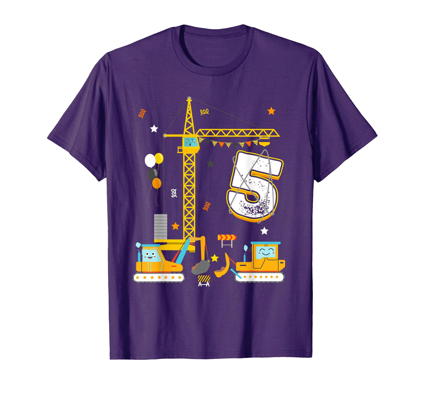 5th Construction Birthday Party Five Year Old Boy 5 Yr T-Shirt