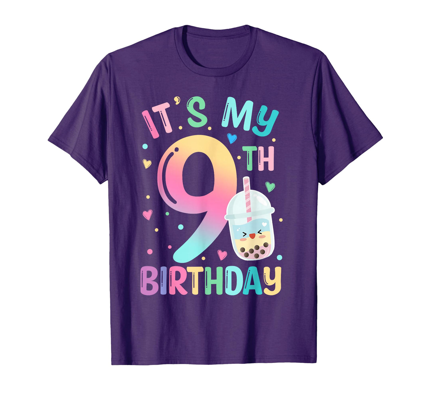 It's My 9th Birthday Bubble Boba Tea Party 9 Year Old Girl T-Shirt