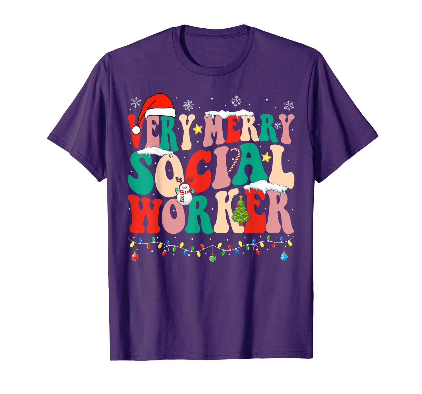 Very Merry Social Worker Xmas Cool Christmas Social Worker T-Shirt