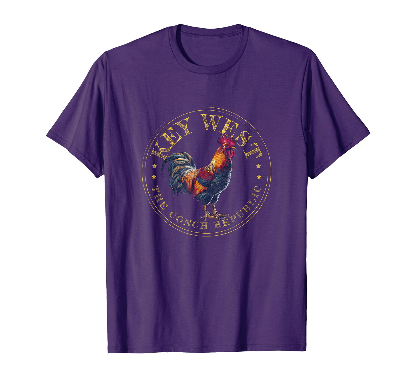 Key West Rooster FL The Conch Republic Funny Souvenir T-Shirt, Small, Blue