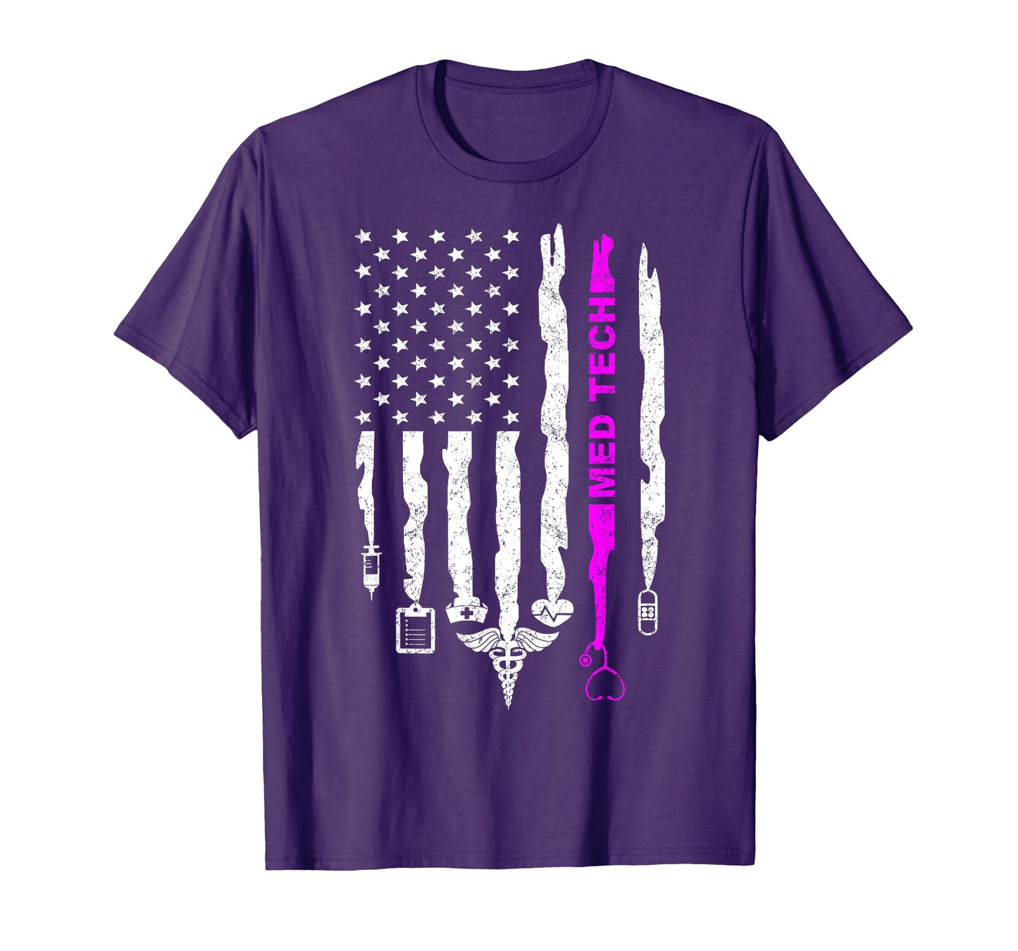 Funny Patriotic Med Tech USA Flag Nurses Med Tech Week Gifts Women Men T-Shirt
