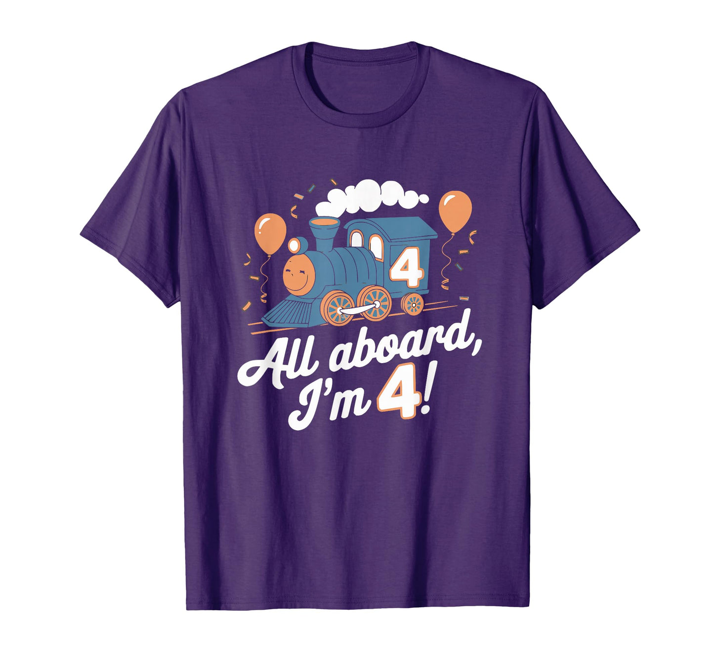 Train 4th Birthday All Aboard I'm 4 Design For Kids T-Shirt