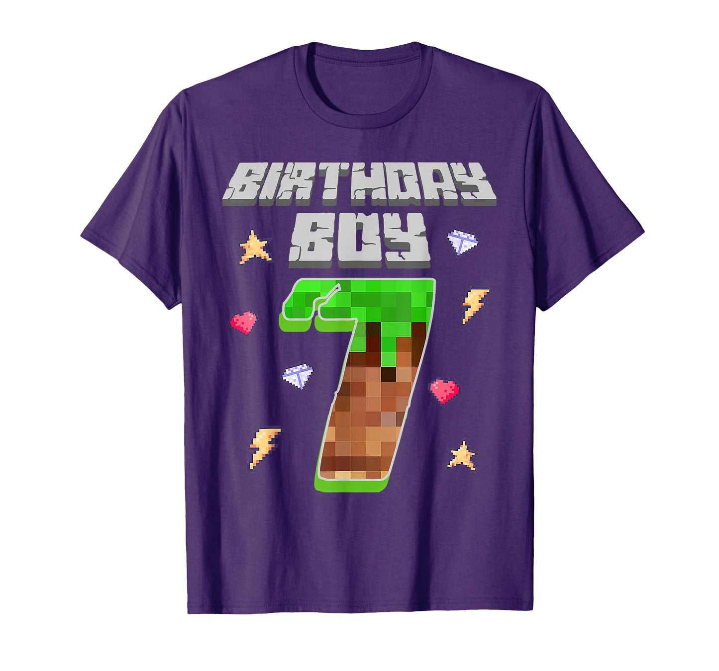 It's My 7th Birthday Boy Seven 7 Year Old Pixel Gaming Party T-Shirt