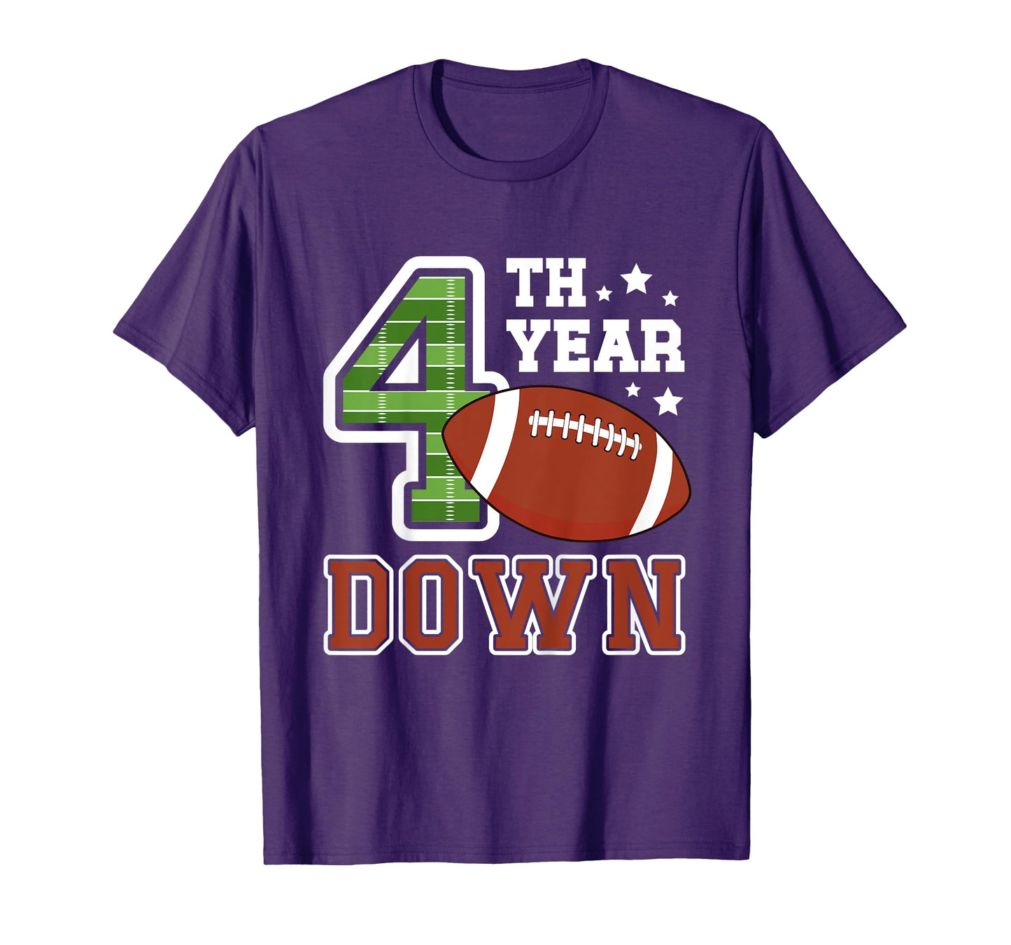 Kids 4th Football Birthday Party 4 Year Old Football Player T-Shirt