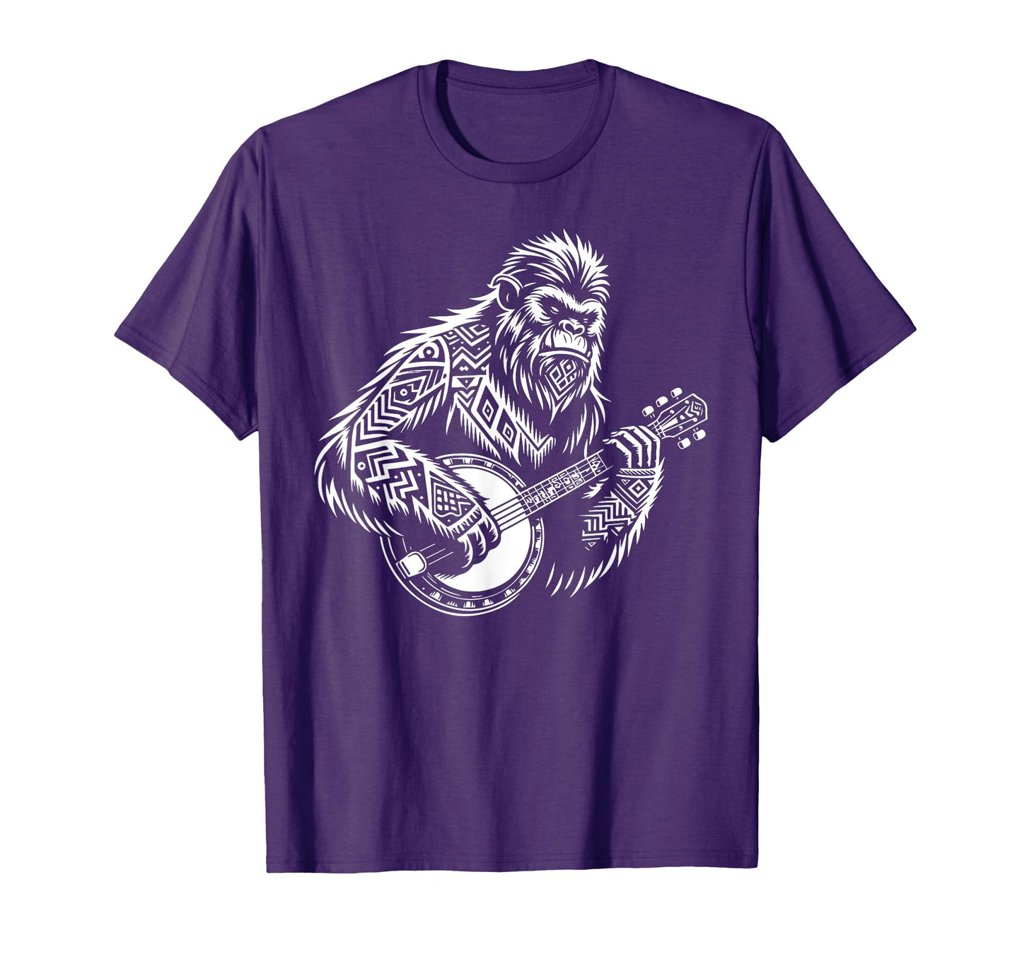 Zen Bigfoot Playing Banjo Tribal Art Music Fest Sasquatch T-Shirt